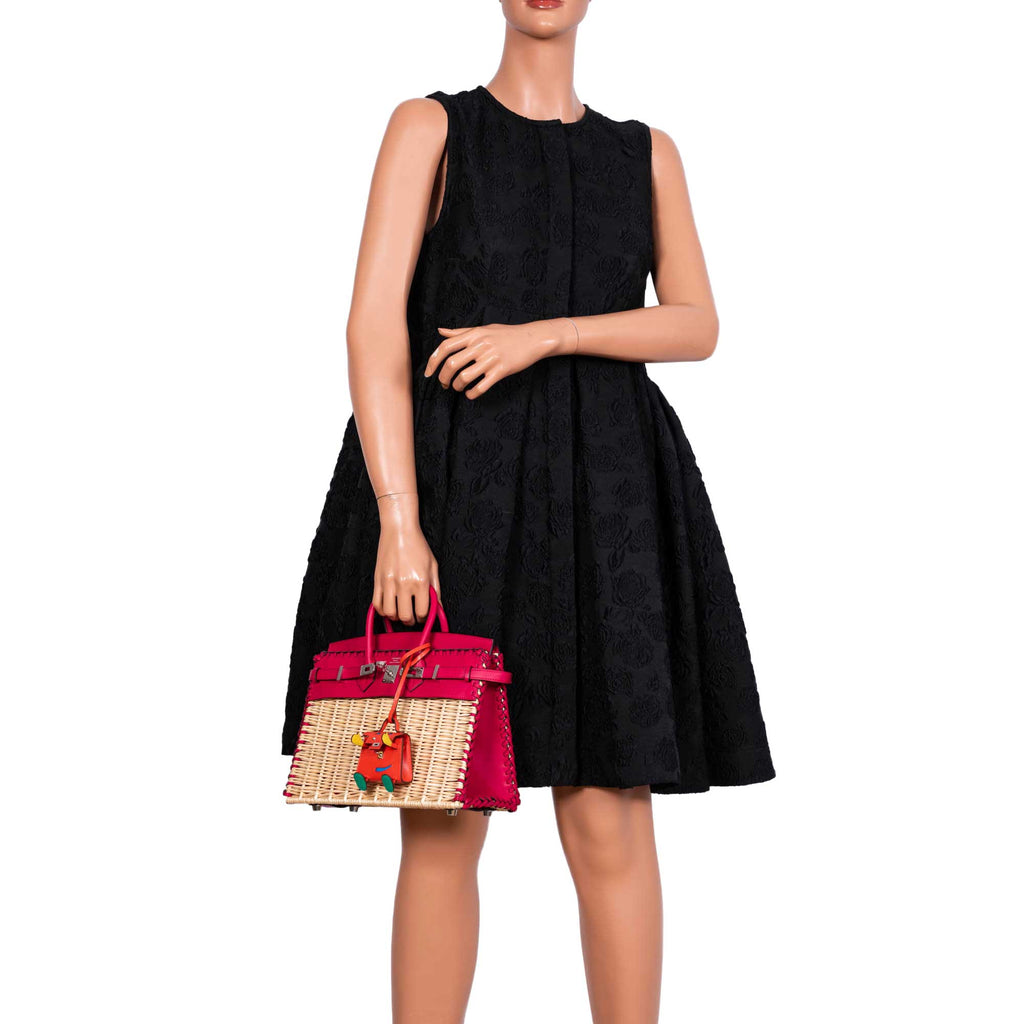 Hermès Picnic Birkin 25 Framboise Swift and Osier Wicker Palladium Hardware