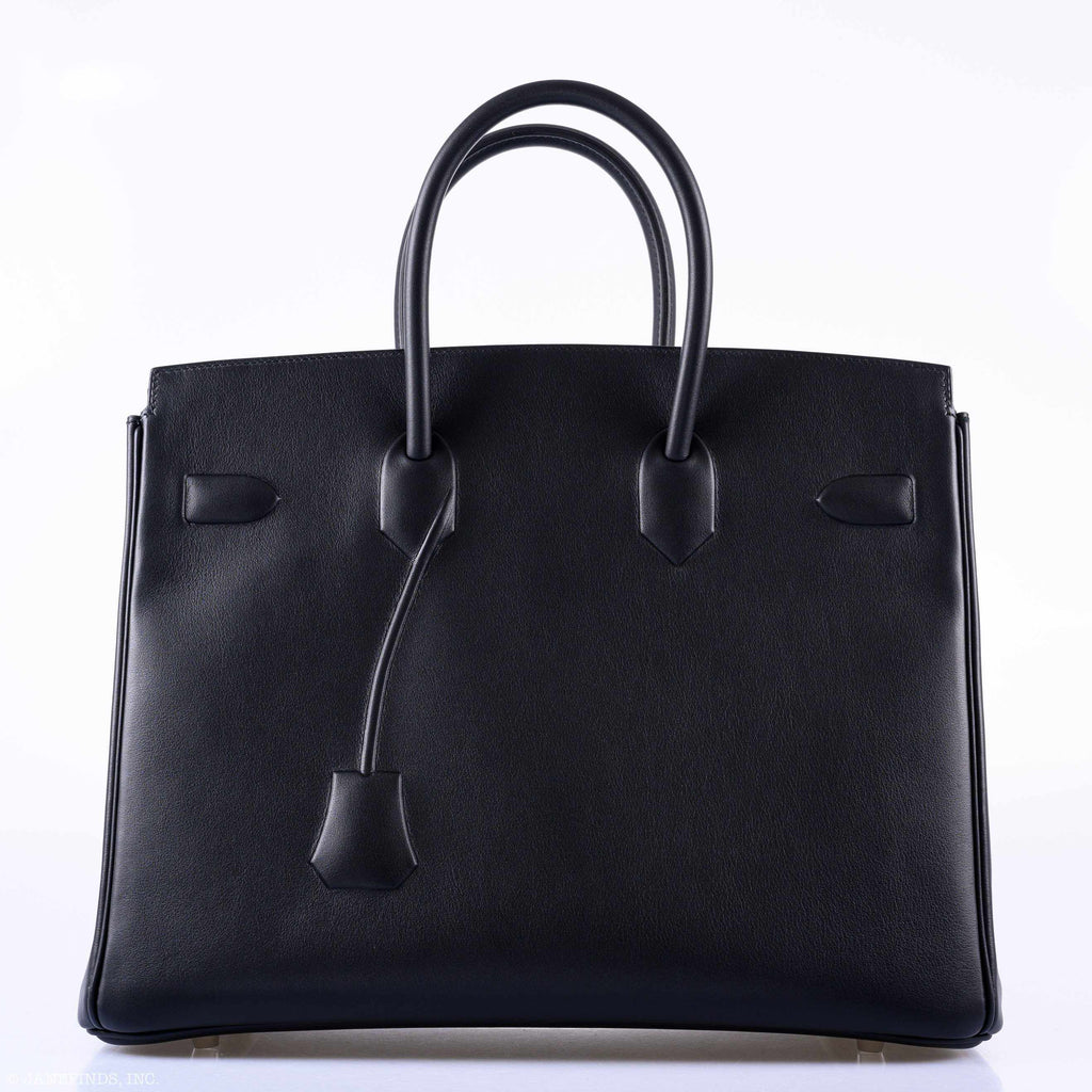 Hermès Shadow Birkin 35 Black Swift Palladium Hardware - 2020, Y