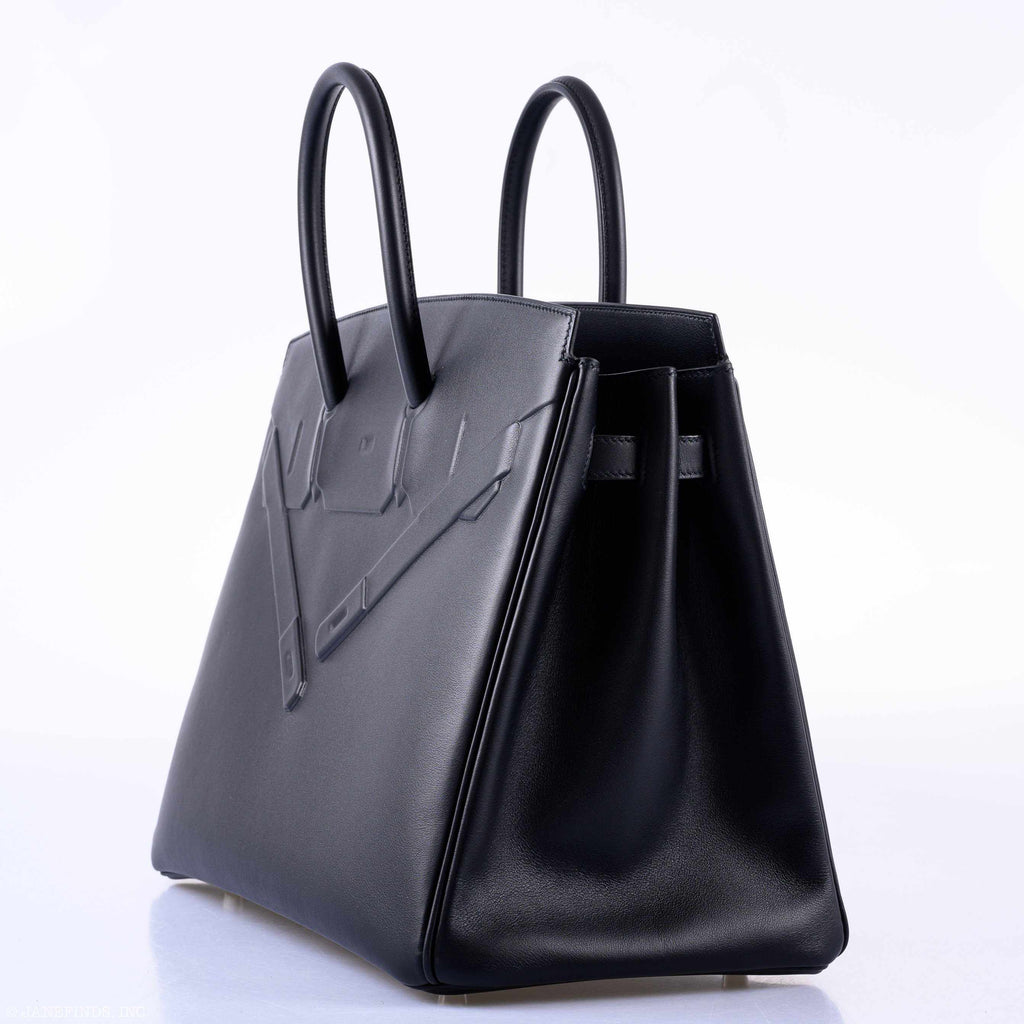Hermès Shadow Birkin 35 Black Swift Palladium Hardware - 2020, Y