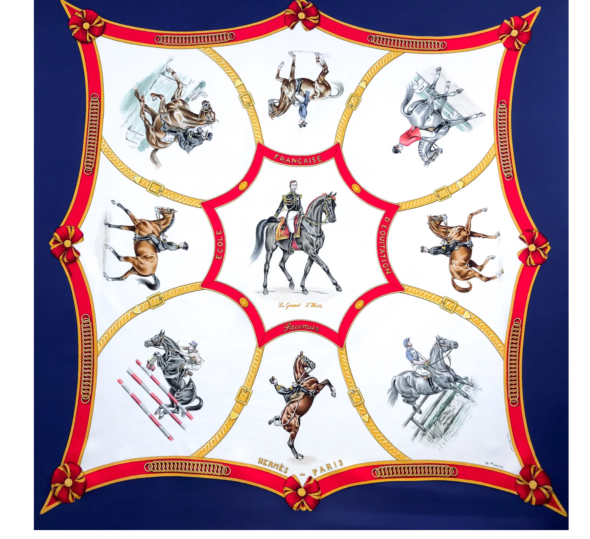 HERMÈS  ECOLE FRANCAISE D'EQUITATION SILK SCARF