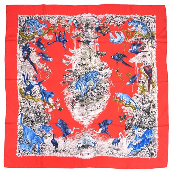 HERMÈS CARRE STOLE EQUATEUR ANIMAL SILK SCARF BY ROBERT DALLET
