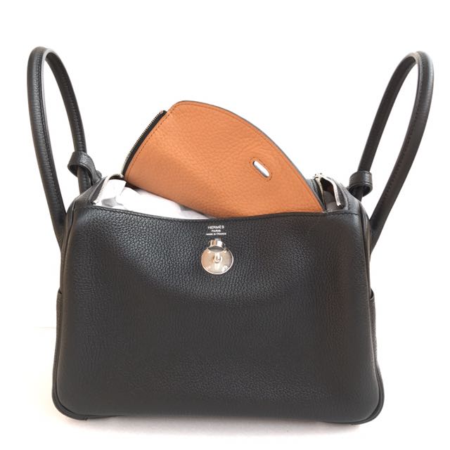 HERMÈS TAURILLON CLEMENCE VERSO LINDY 30 BAG BLACK TOFFEE