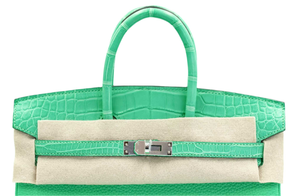 Hermès Touch Birkin 25 Vert Comics Matte Alligator and Togo Palladium Hardware