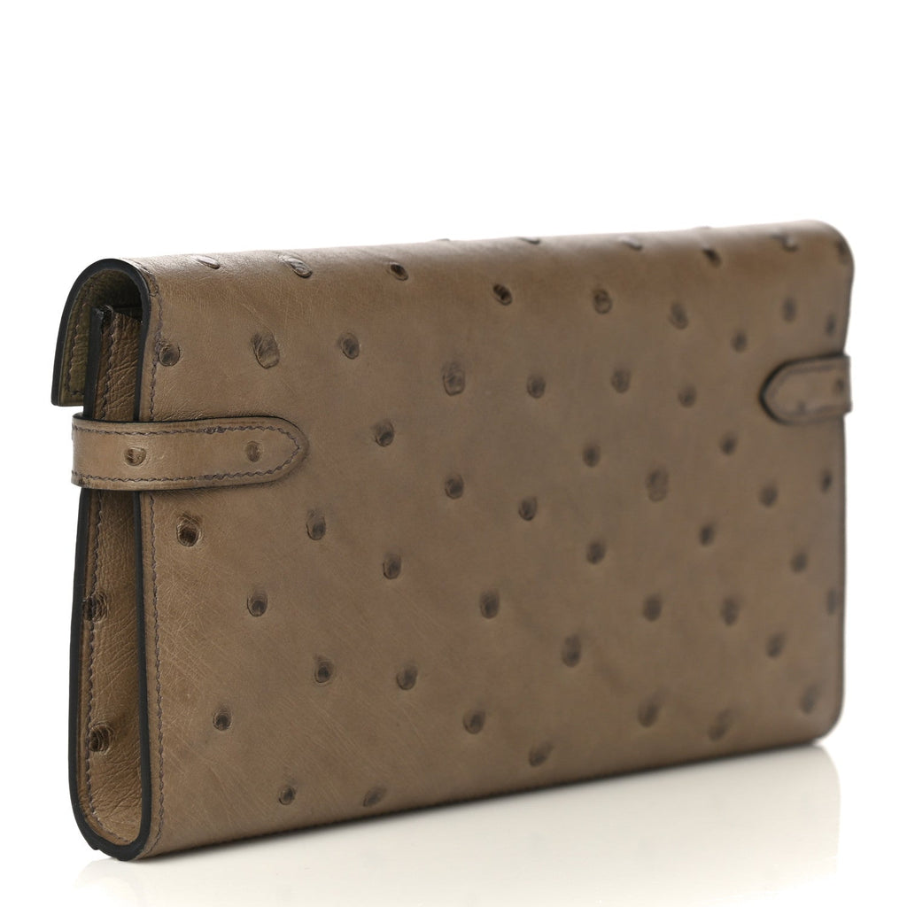 HERMÈS VERT VERONESE OSTRICH LEATHER LONG KELLY WALLET