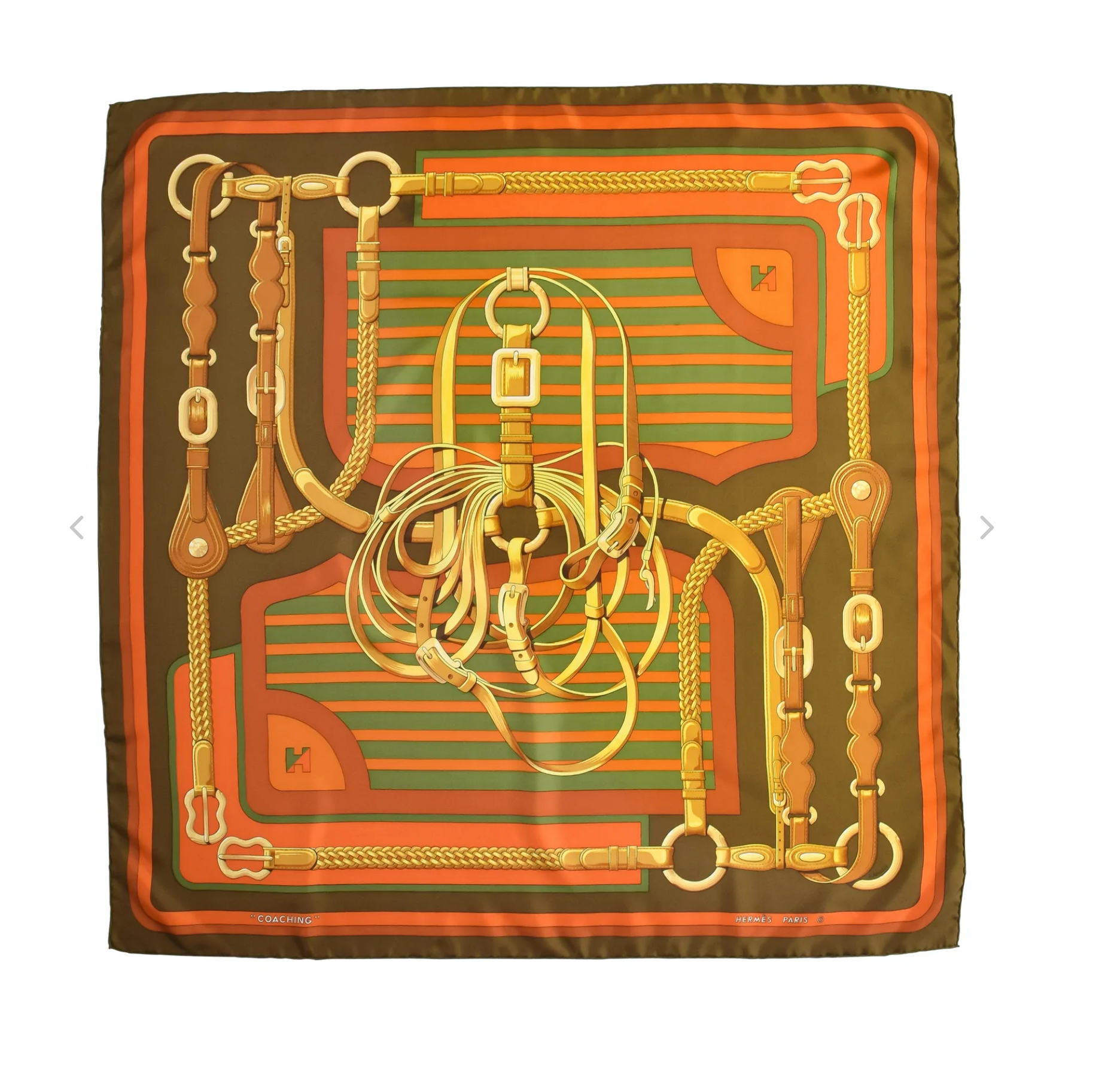 HERMÈS VINTAGE COACHING EQUESTRIAN BELT STRAP BRIDLE SILK SCARF