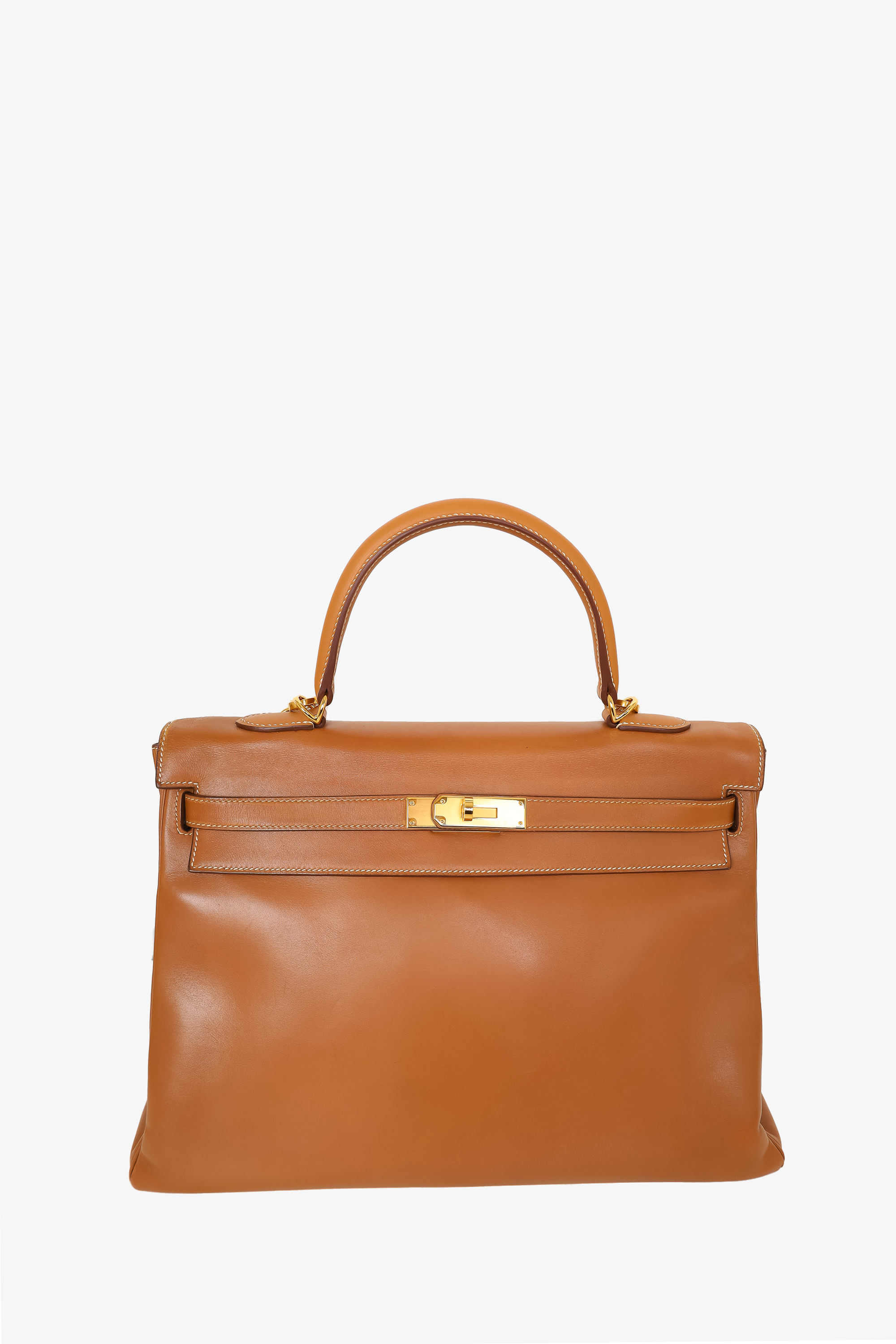 Hermès 1991 Brown Gulliver Leather Kelly Retourne 35 with Strap