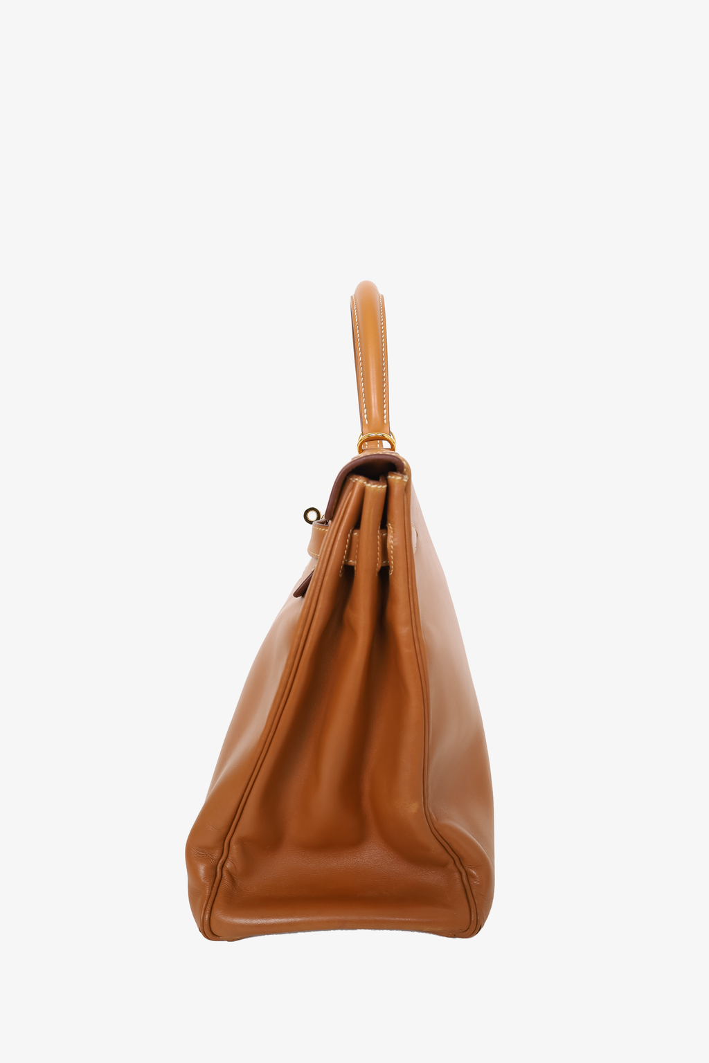 Hermès 1991 Brown Gulliver Leather Kelly Retourne 35 with Strap
