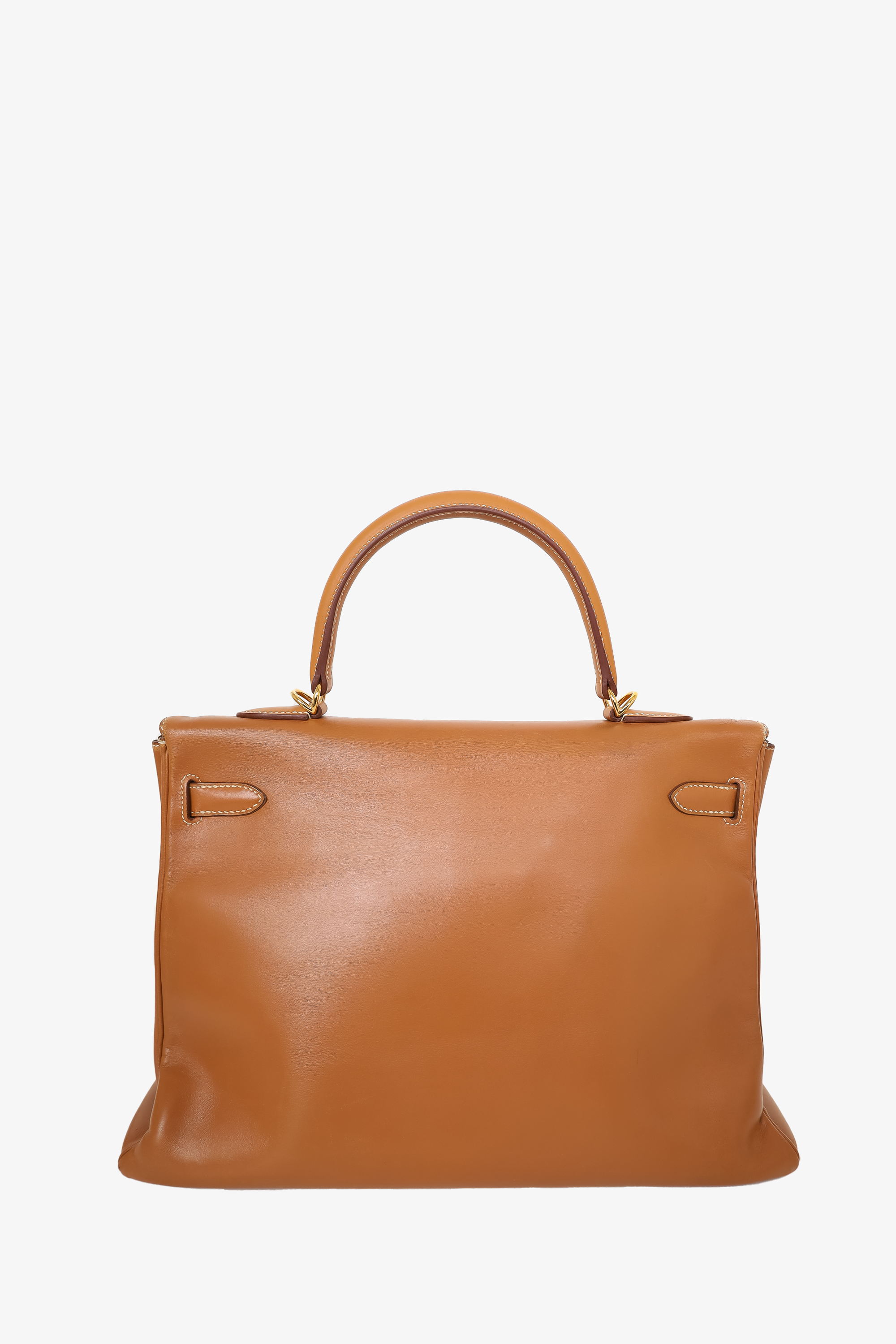 Hermès 1991 Brown Gulliver Leather Kelly Retourne 35 with Strap