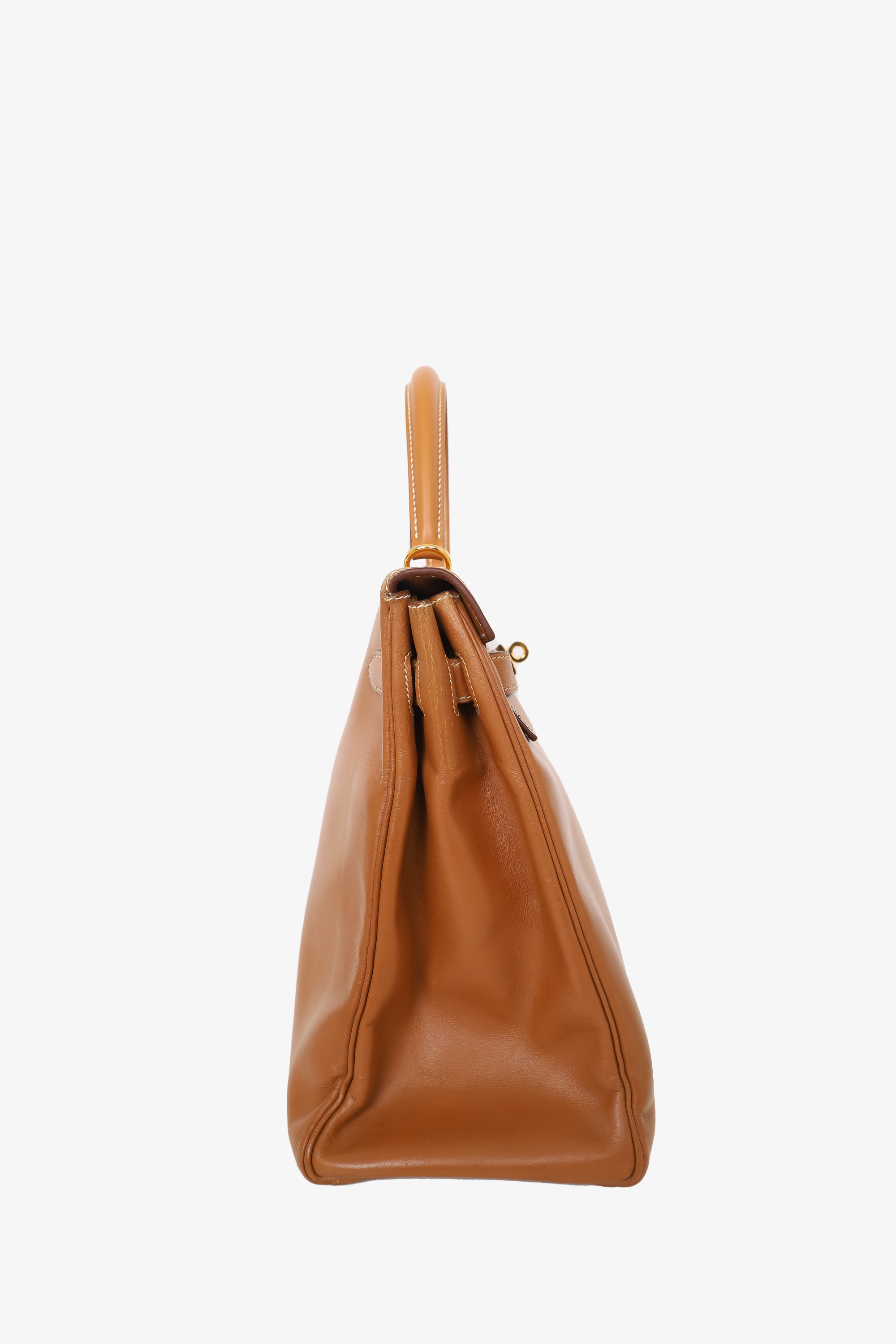 Hermès 1991 Brown Gulliver Leather Kelly Retourne 35 with Strap