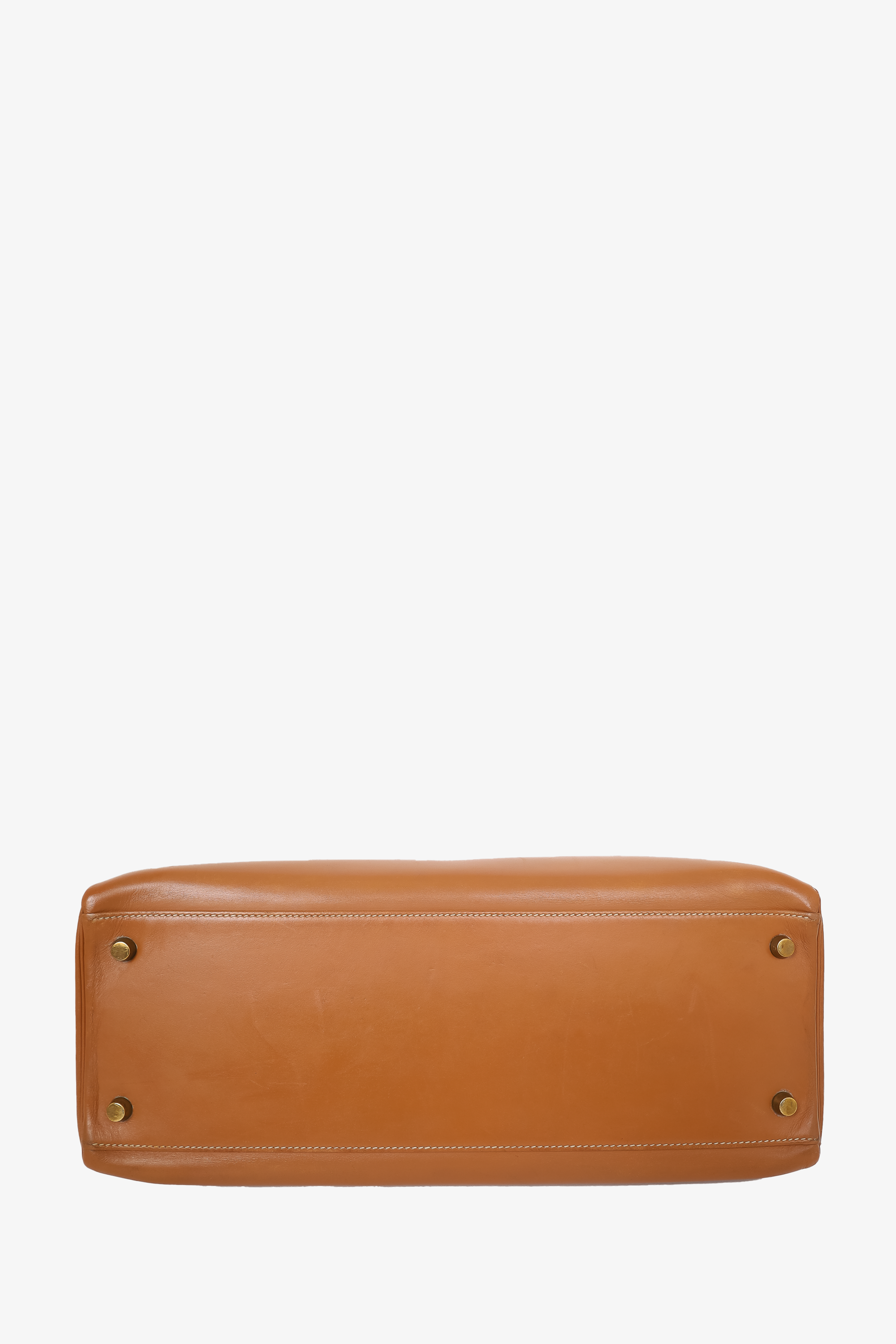 Hermès 1991 Brown Gulliver Leather Kelly Retourne 35 with Strap