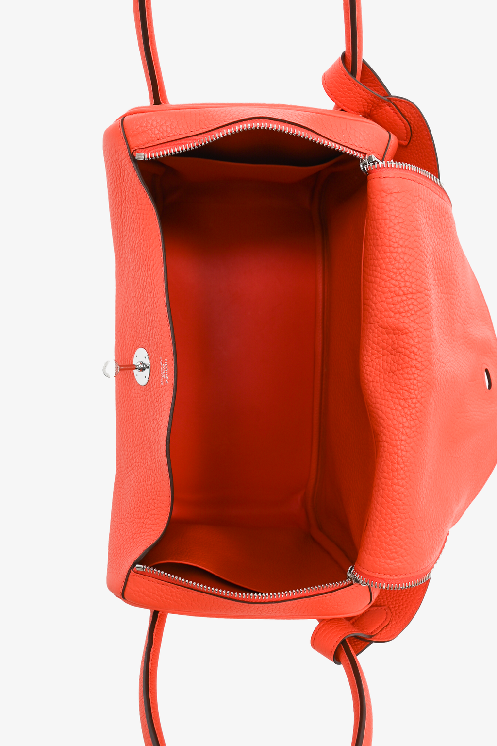 Hermès 2015 Orange Clemence Leather Lindy 34