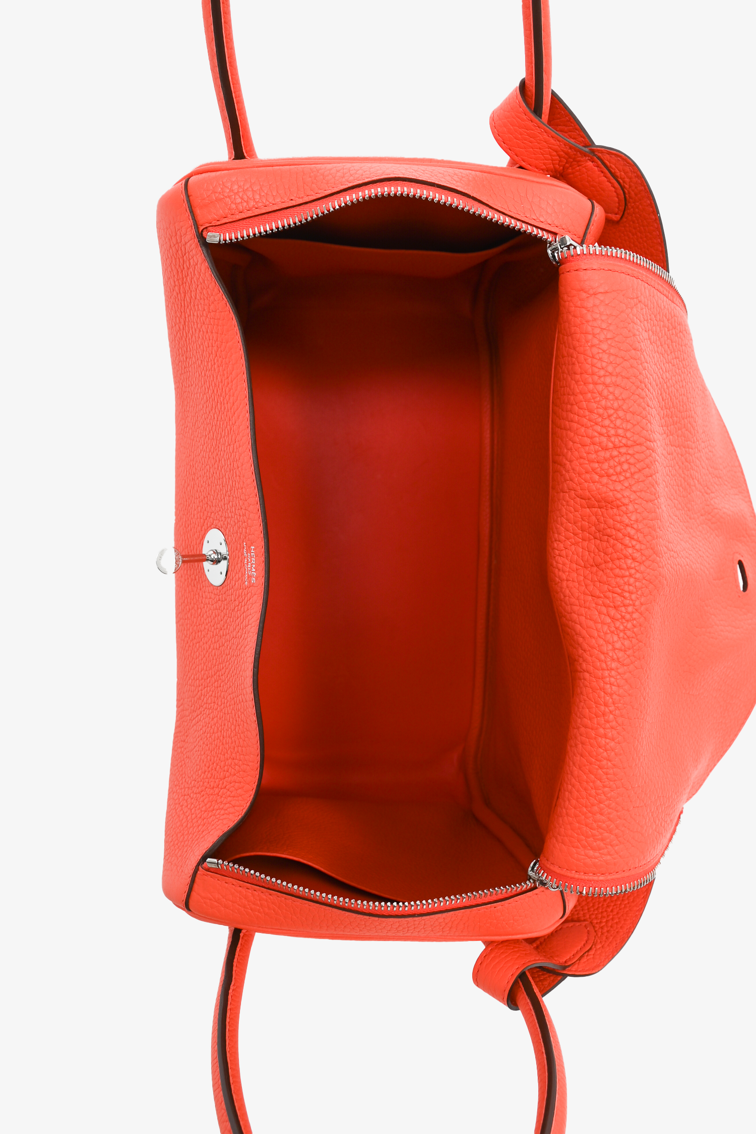 Hermès 2015 Orange Clemence Leather Lindy 34