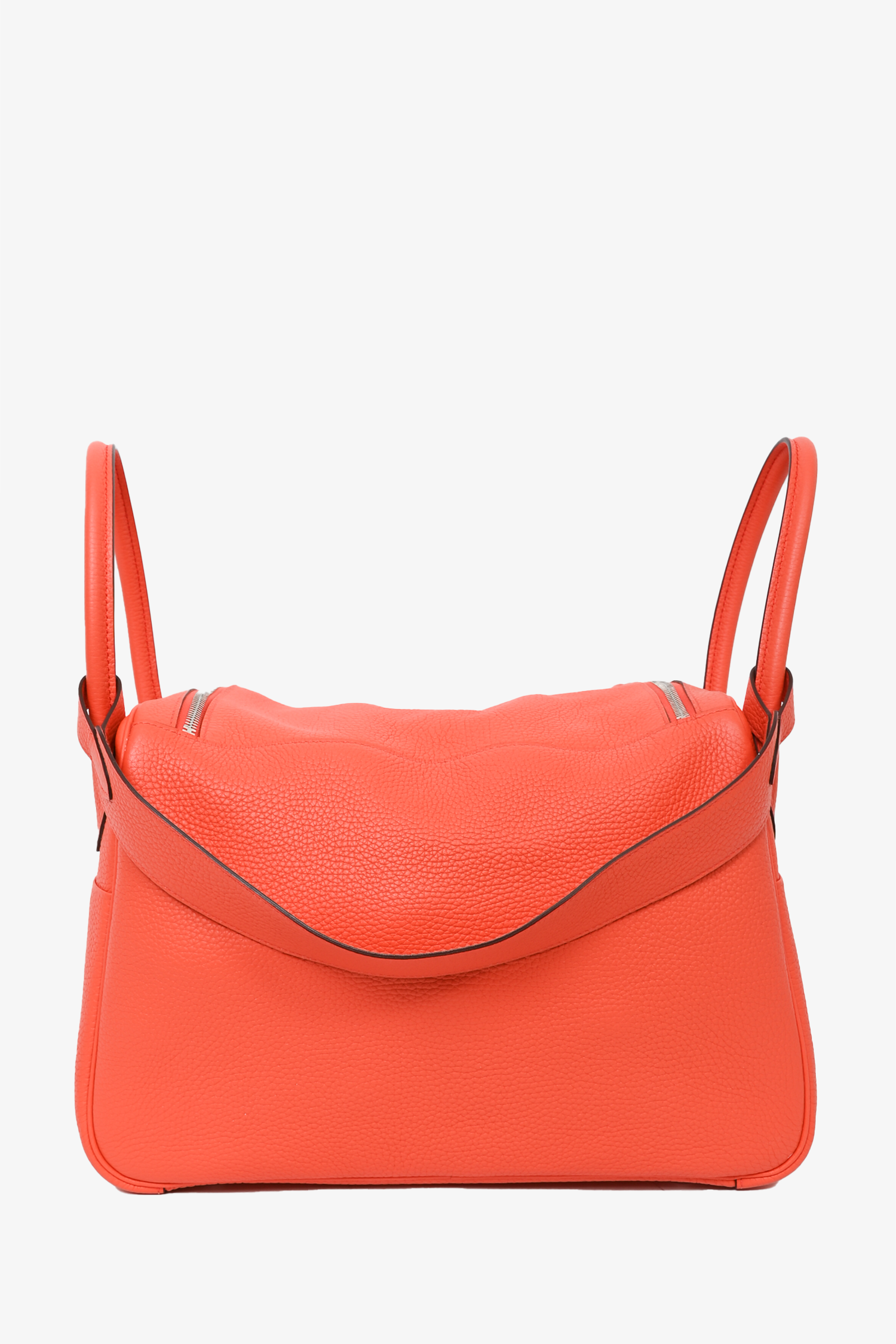 Hermès 2015 Orange Clemence Leather Lindy 34