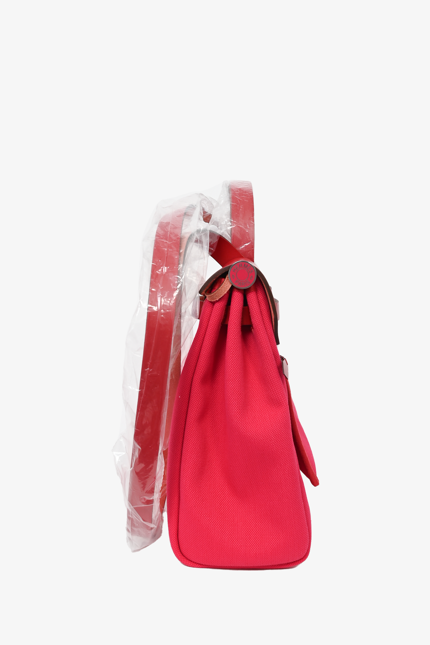 Hermès 2022 Red/Pink Canvas/Leather Toile Militaire Laque Herbag 31