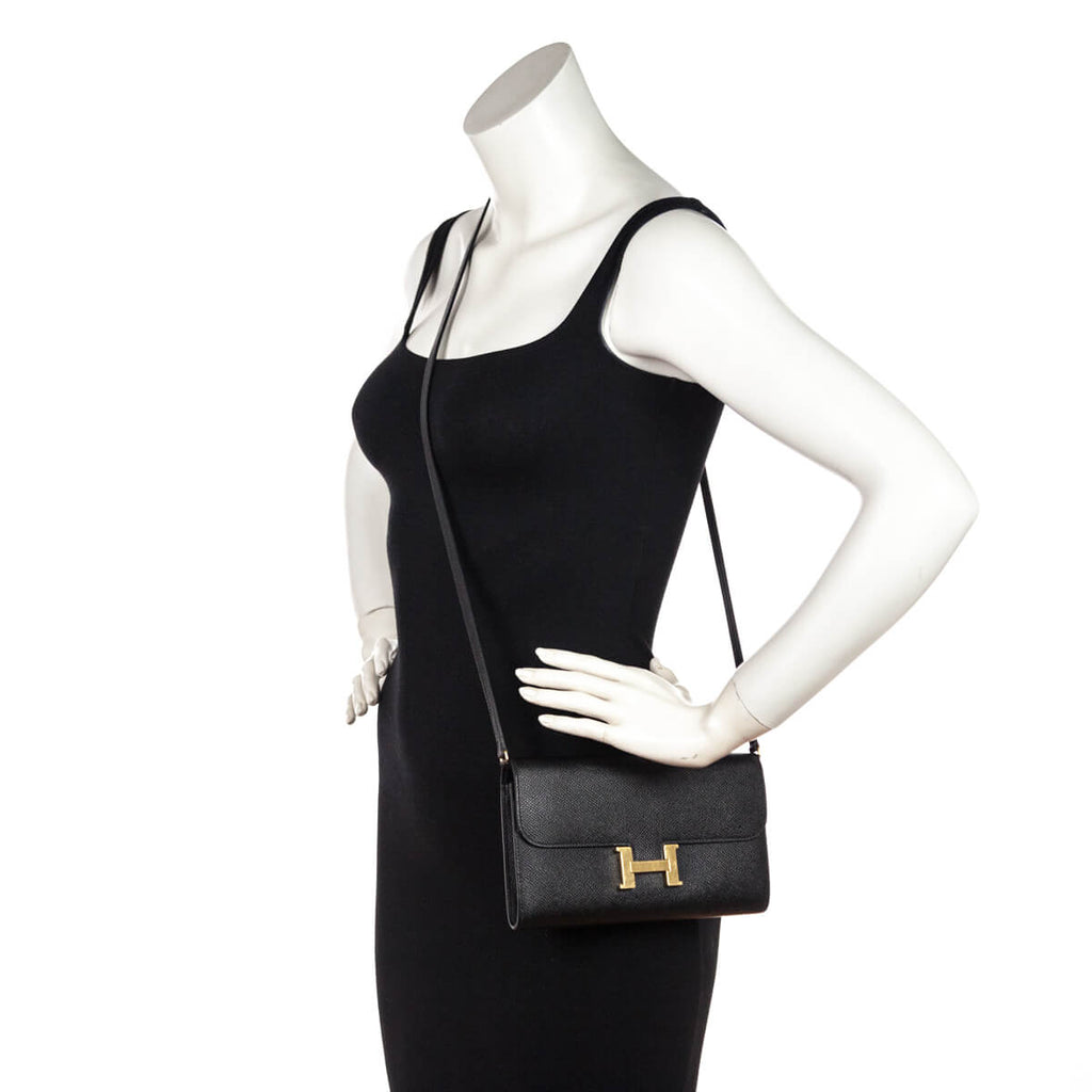 Hermes Black Epsom Constance Long To Go Wallet
