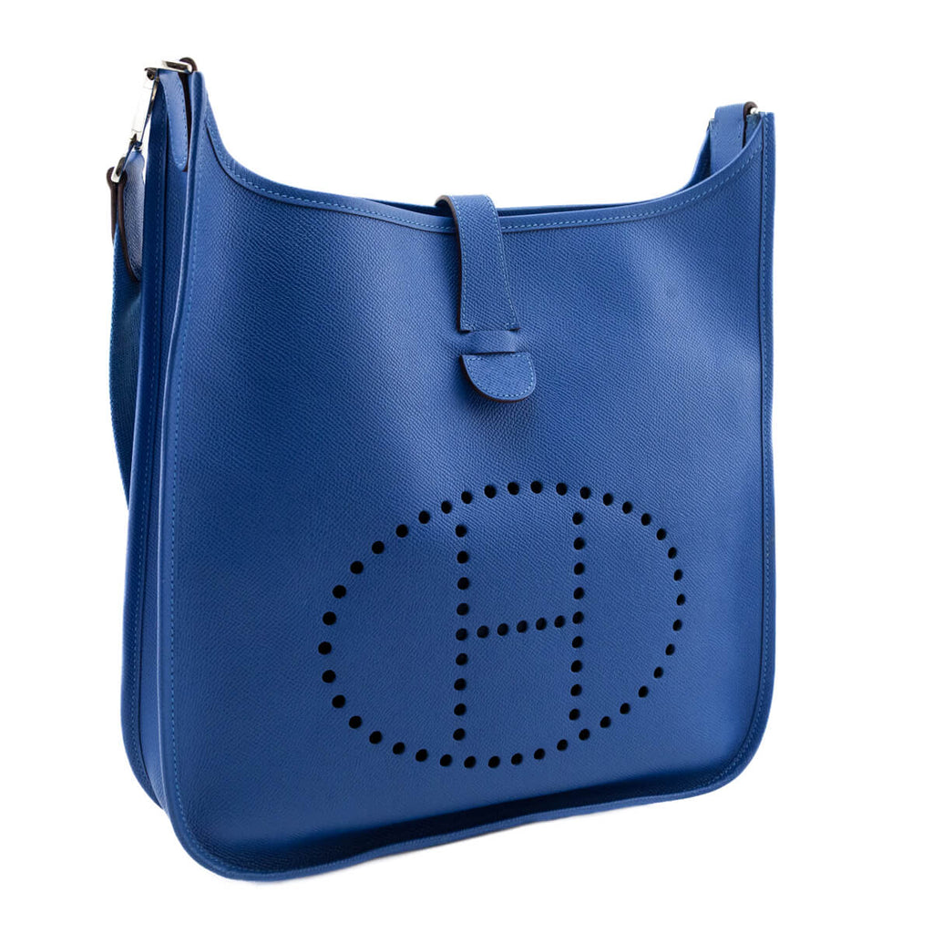 Hermes Bleu Mykonos Epsom Evelyne III GM 33