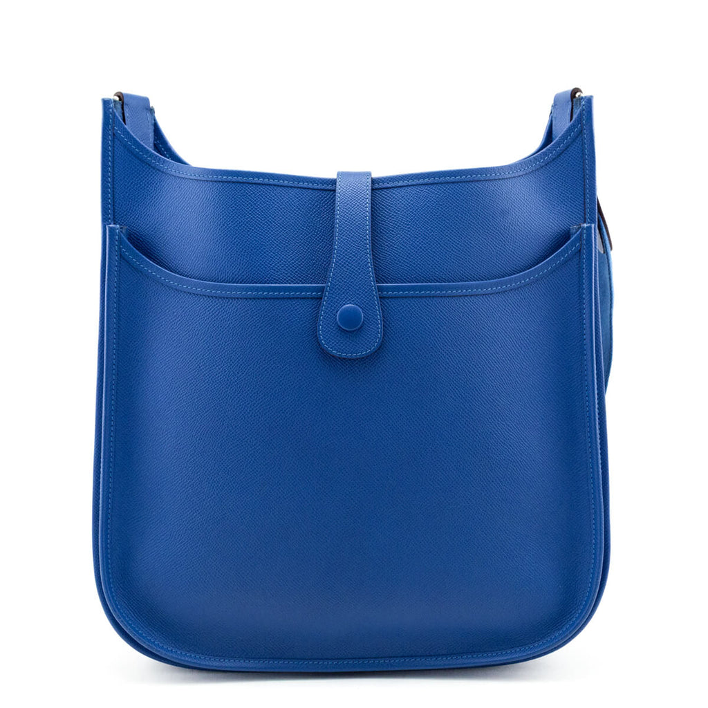 Hermes Bleu Mykonos Epsom Evelyne III GM 33