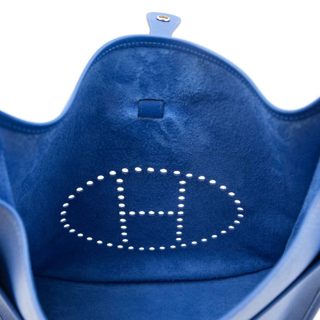 Hermes Bleu Mykonos Epsom Evelyne III GM 33