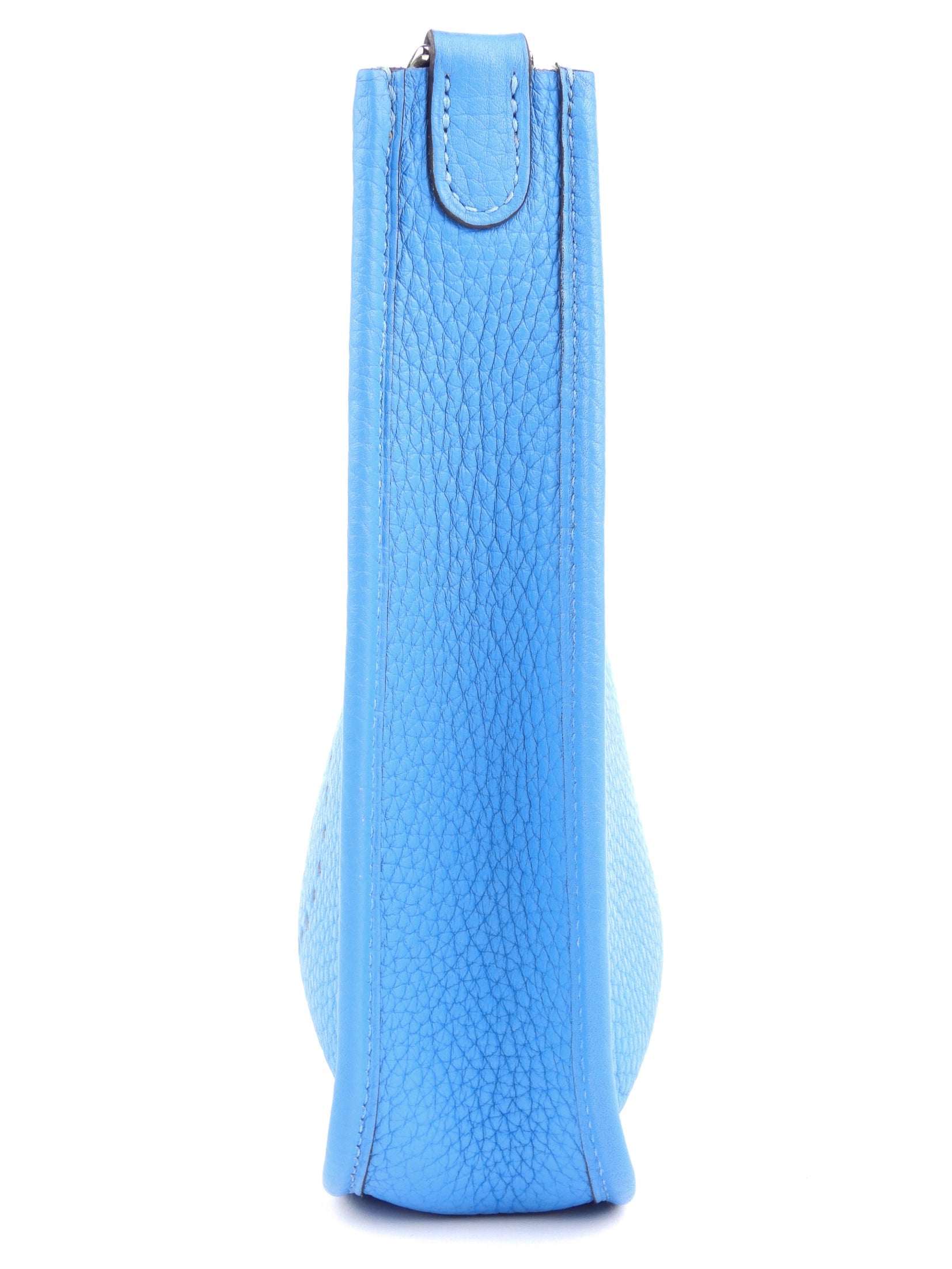 Hermes Blue Clemence Leather Evelyne TPM Mini Crossbody Messenger Bag