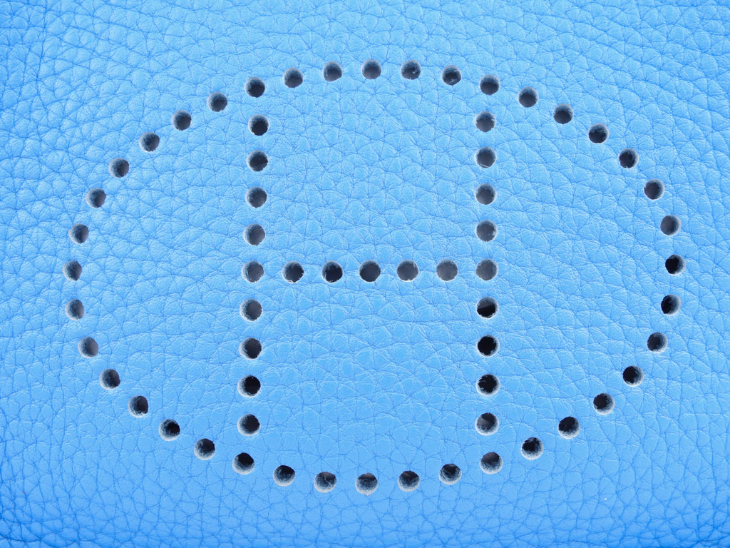 Hermes Blue Clemence Leather Evelyne TPM Mini Crossbody Messenger Bag