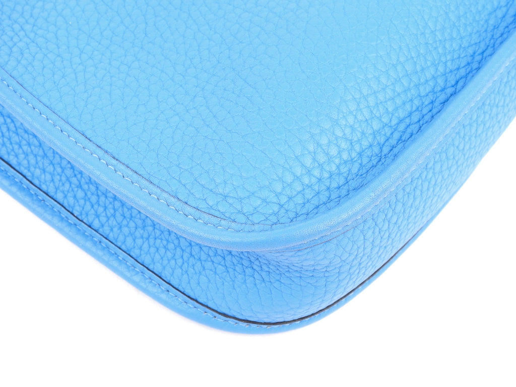 Hermes Blue Clemence Leather Evelyne TPM Mini Crossbody Messenger Bag