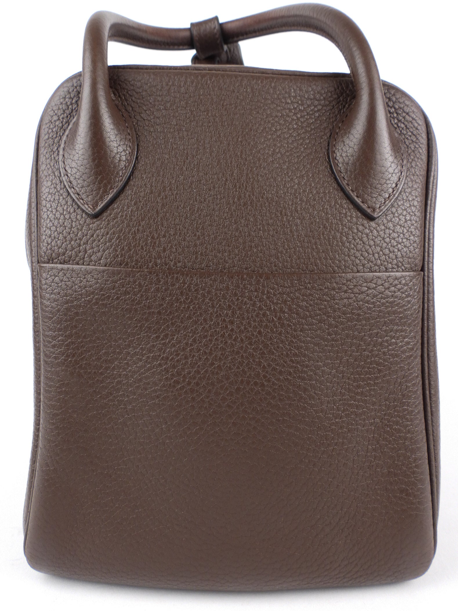 Hermes Lindy 34 Chocolate Brown Clemence Leather Palladium Hardware Shoulder Tote