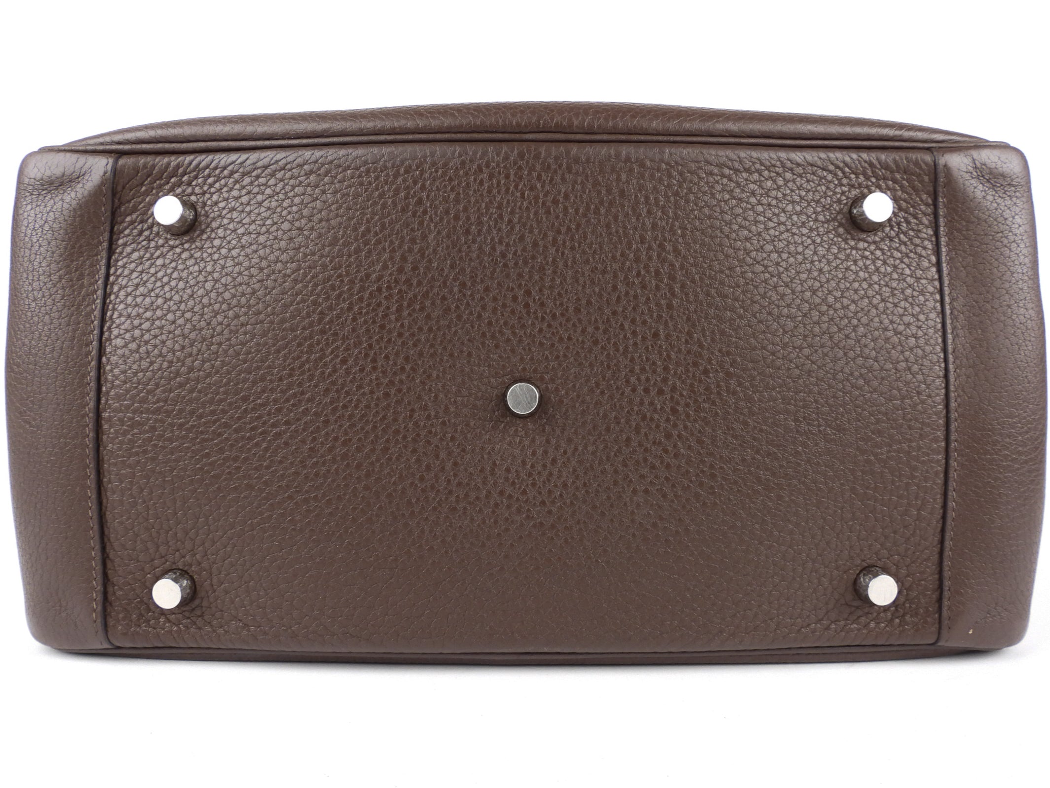Hermes Lindy 34 Chocolate Brown Clemence Leather Palladium Hardware Shoulder Tote