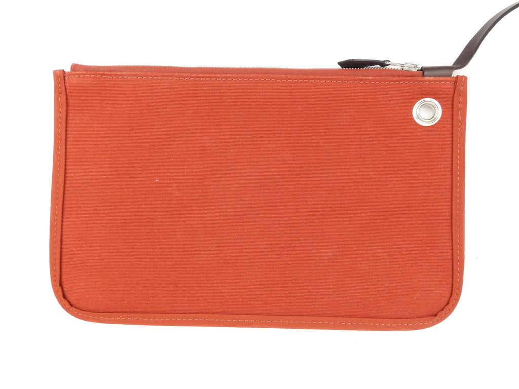 Hermes Herbag Zip 31 Rust Orange Toile Canvas and Brown Vache Hunter Leather SHW