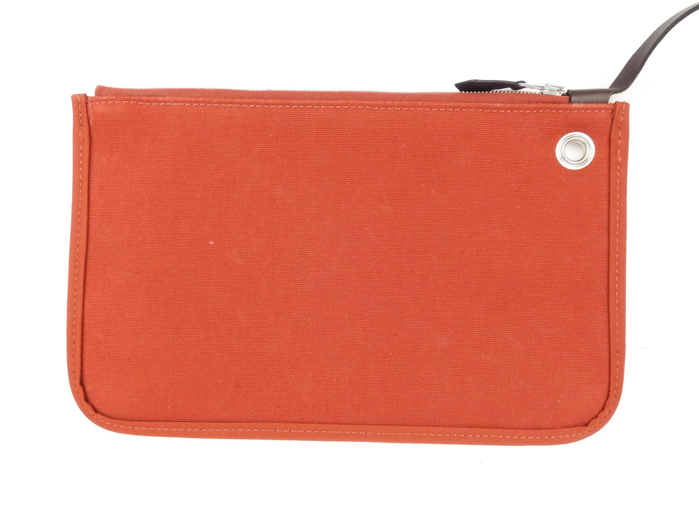Hermes Herbag Zip 31 Rust Orange Toile Canvas and Brown Vache Hunter Leather SHW