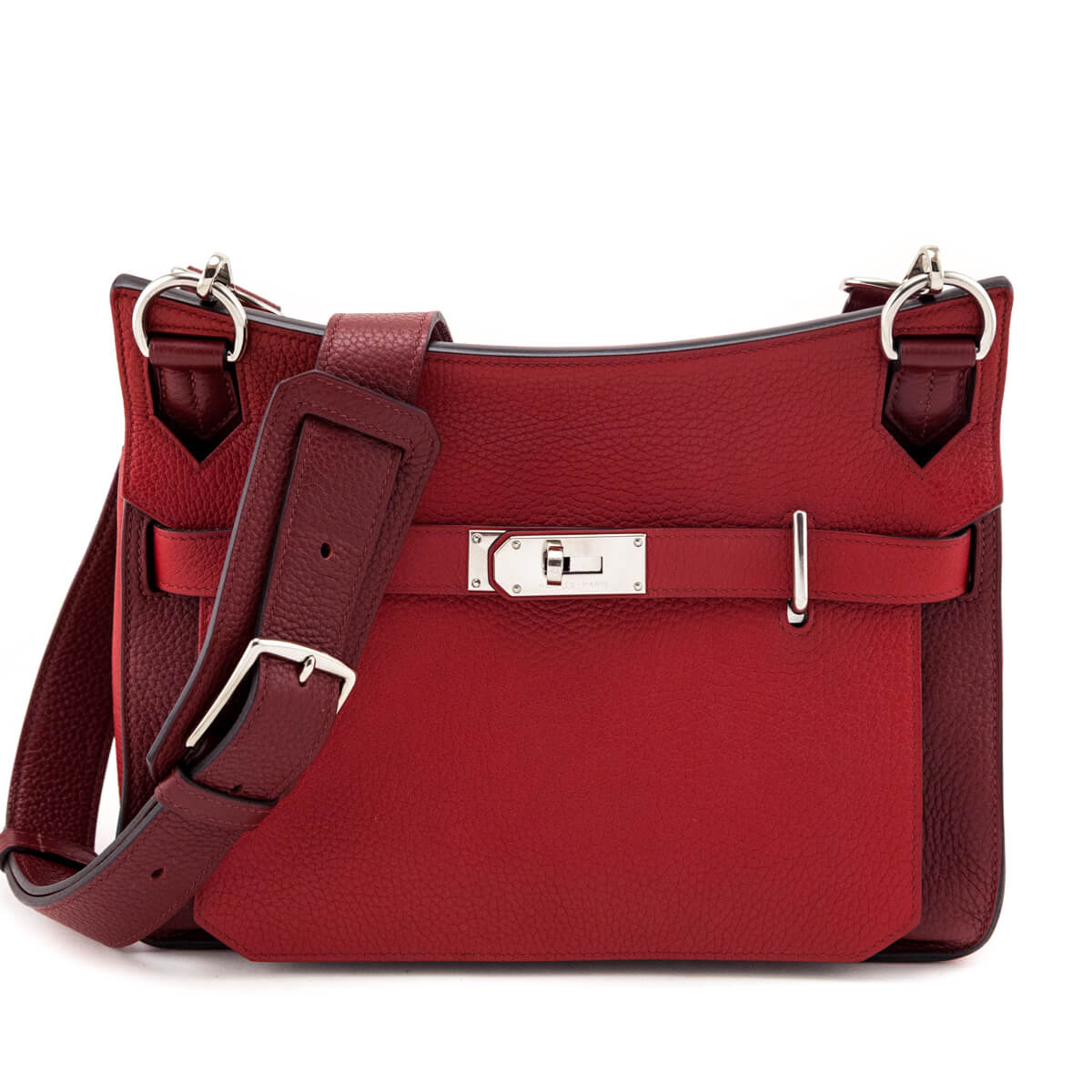 Hermes Rouge H & Rouge Casaque Taurillon Clemence Bi-Color Jypsiere 28