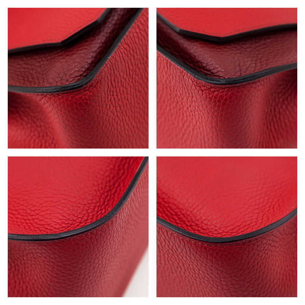 Hermes Rouge H & Rouge Casaque Taurillon Clemence Bi-Color Jypsiere 28
