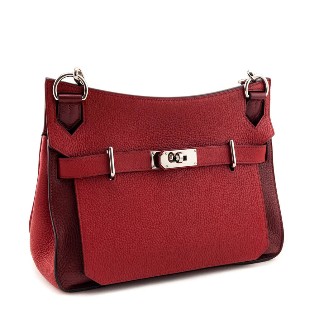 Hermes Rouge H & Rouge Casaque Taurillon Clemence Bi-Color Jypsiere 28