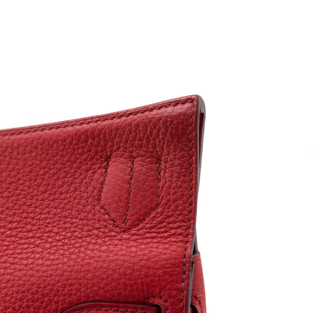 Hermes Rouge H & Rouge Casaque Taurillon Clemence Bi-Color Jypsiere 28