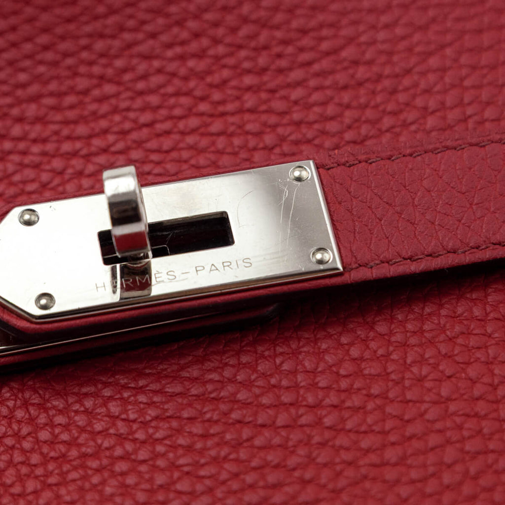 Hermes Rouge H & Rouge Casaque Taurillon Clemence Bi-Color Jypsiere 28