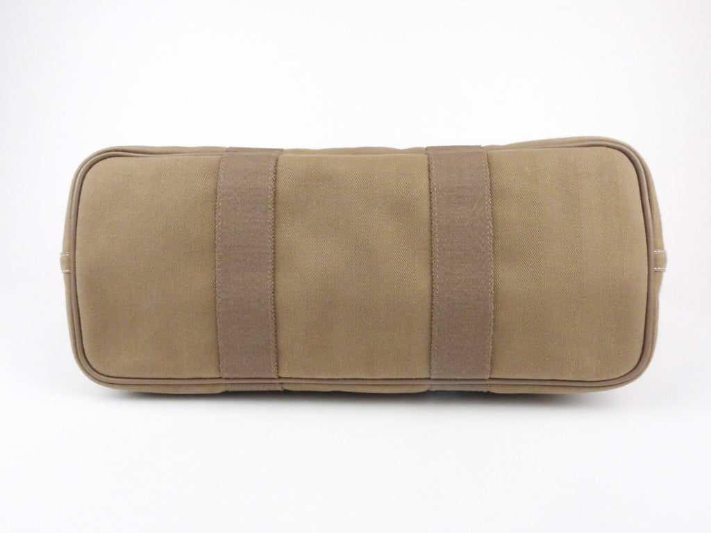 Hermes Khaki Canvas and Leather Valparaiso MM Tote Bag