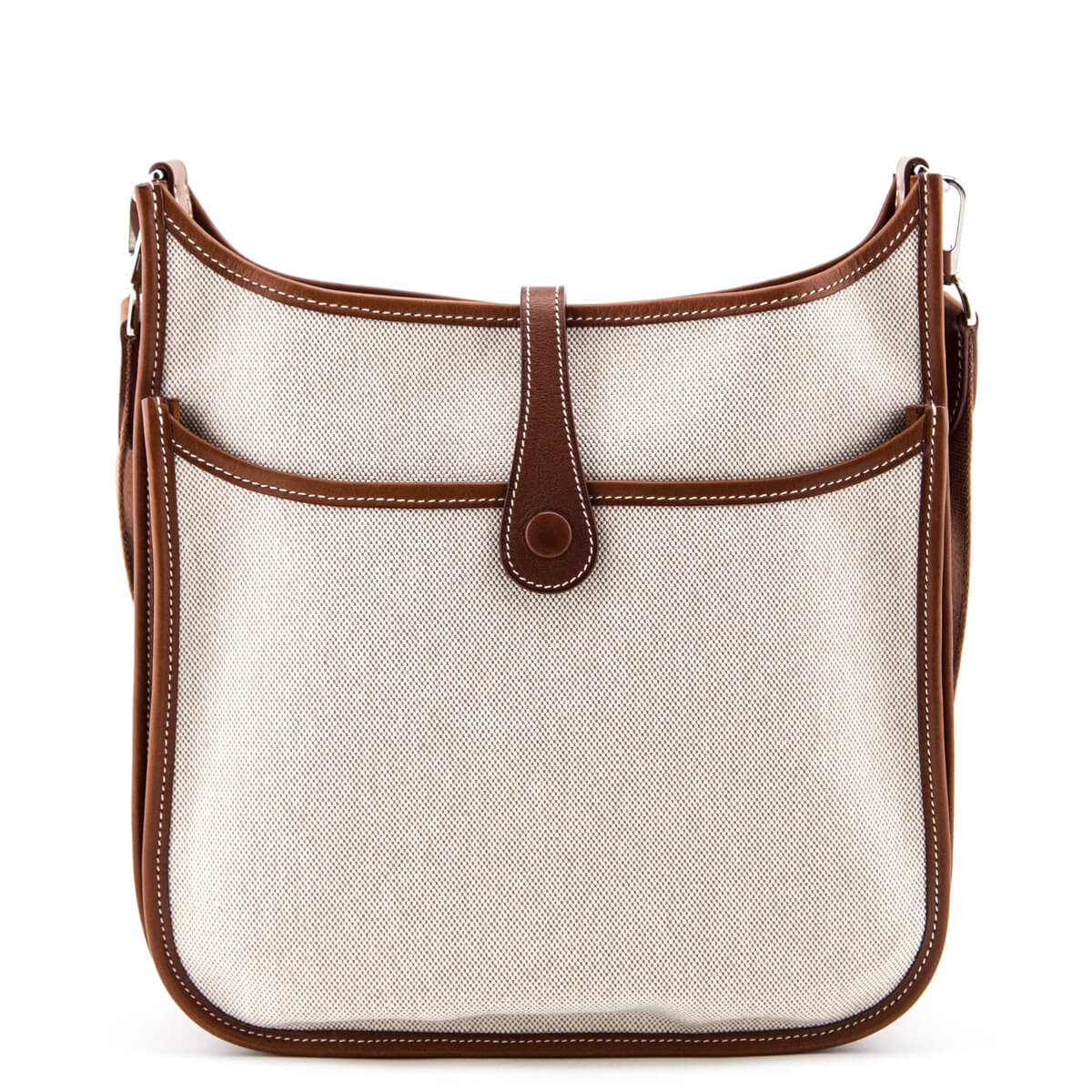Hermes Natural Toile and Barenia Leather Evelyne I PM