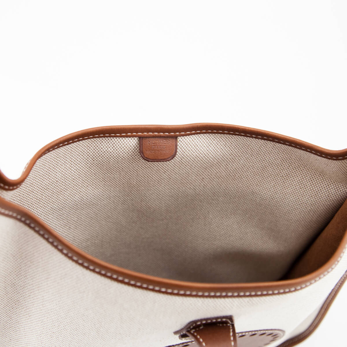 Hermes Natural Toile and Barenia Leather Evelyne I PM