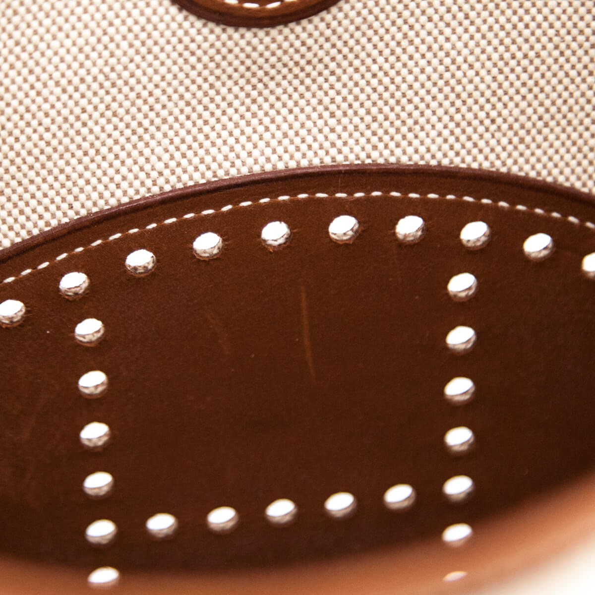 Hermes Natural Toile and Barenia Leather Evelyne I PM