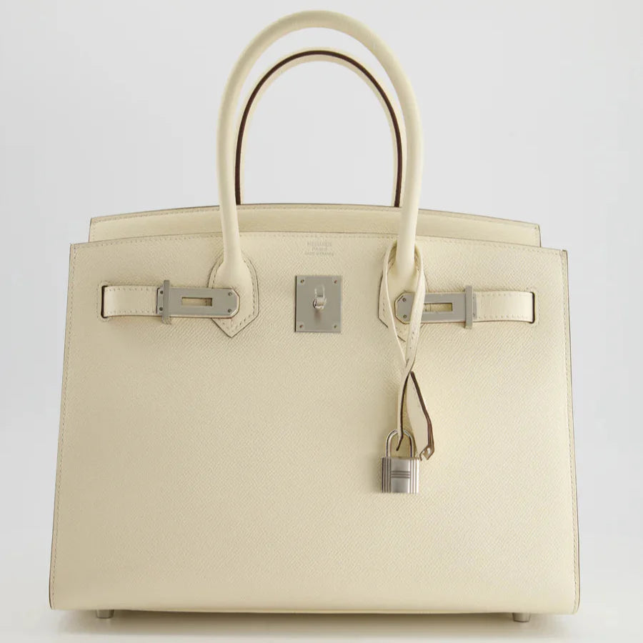 Hermes Birkin 30 Sellier Bag in Nata Epsom Leather With Palladium Hardware