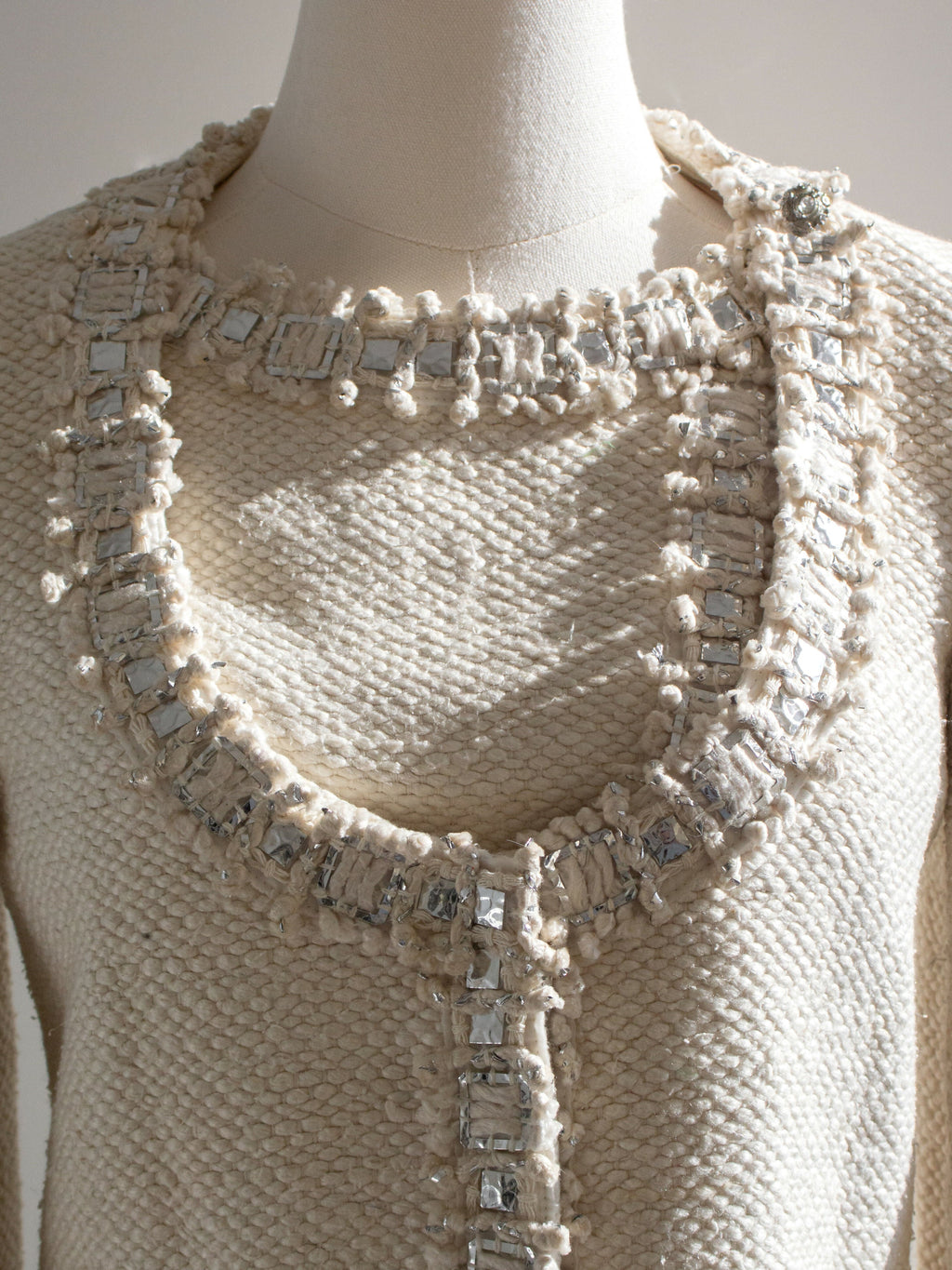 Chanel Pre-Fall 2012 Bombay Ecru Silver Embellished Tweed 12A Jacket