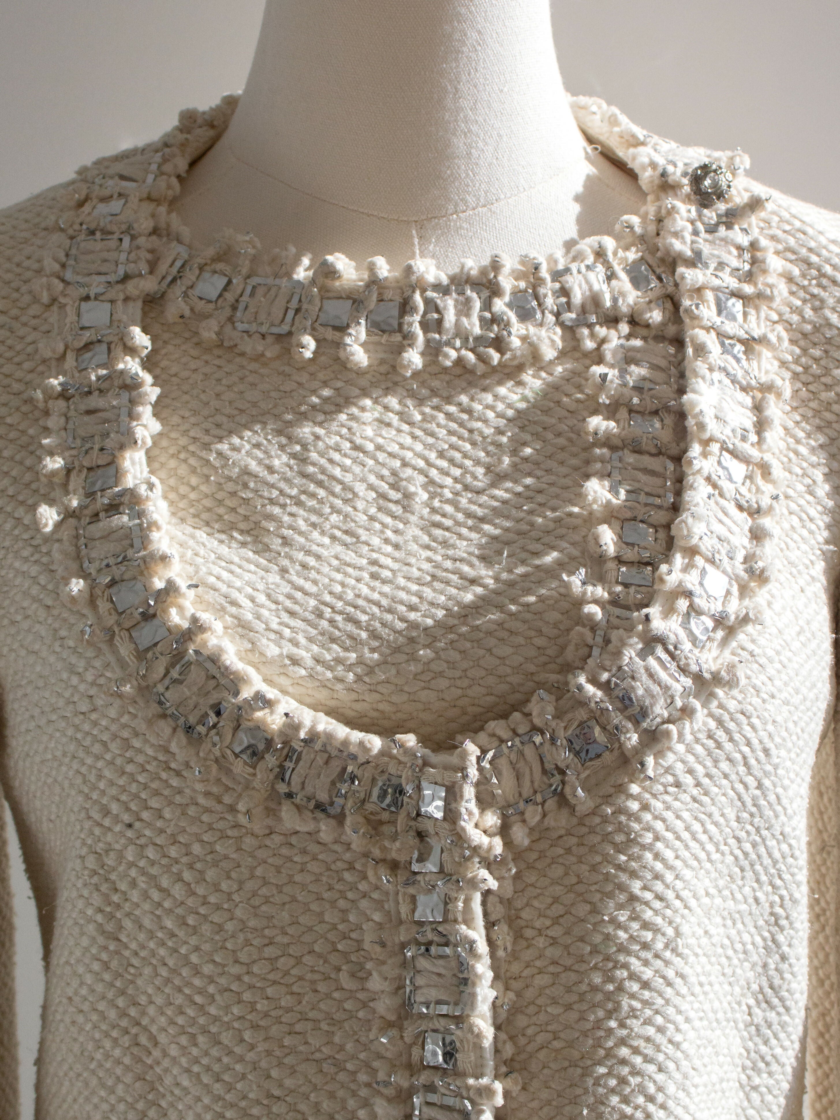 Chanel Pre-Fall 2012 Bombay Ecru Silver Embellished Tweed 12A Jacket
