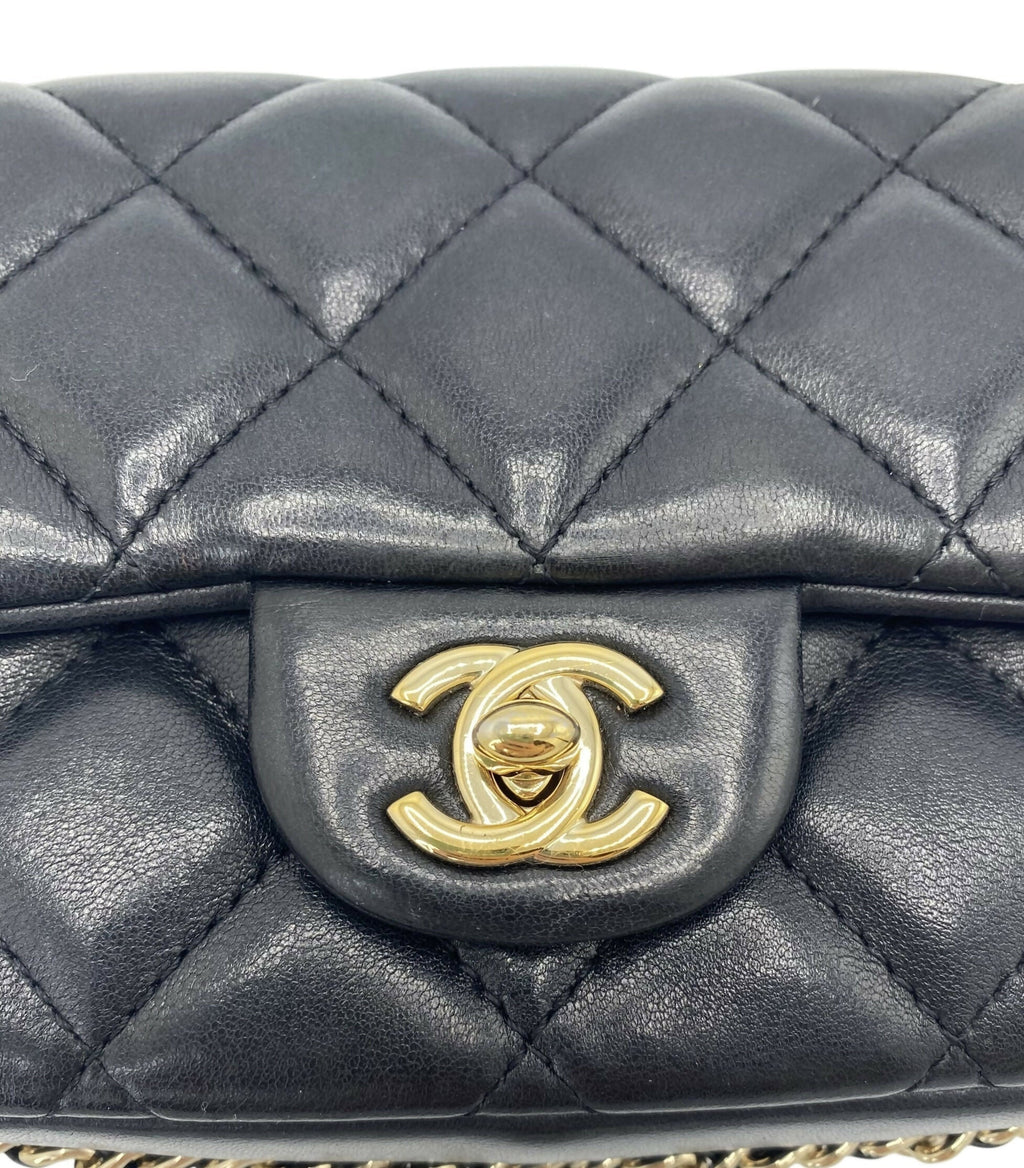Chanel 2020 My Precious Pearls Black Lambskin Quilted Small Flap Bag GHW