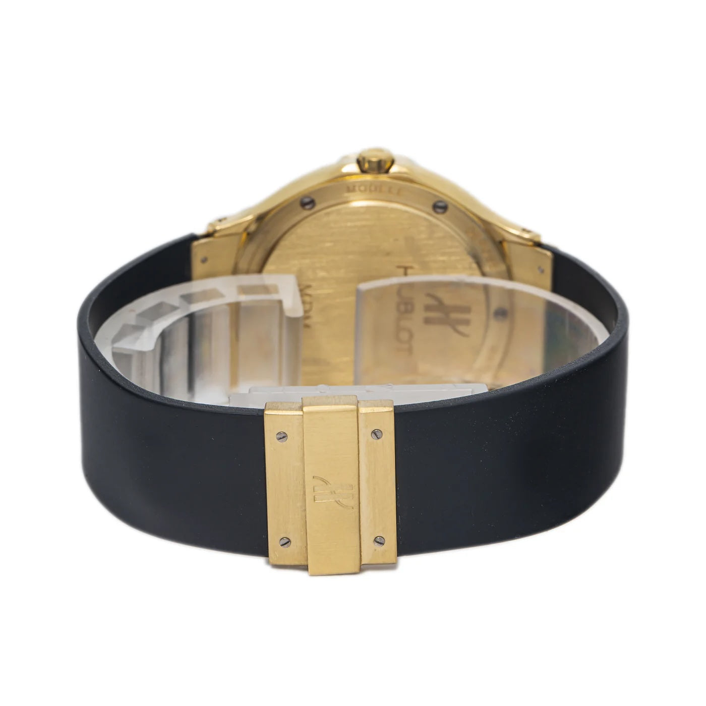 HUBLOT CLASSIC MDM 18K YELLOW GOLD MATTE BLACK DIAL QUARTZ WATCH