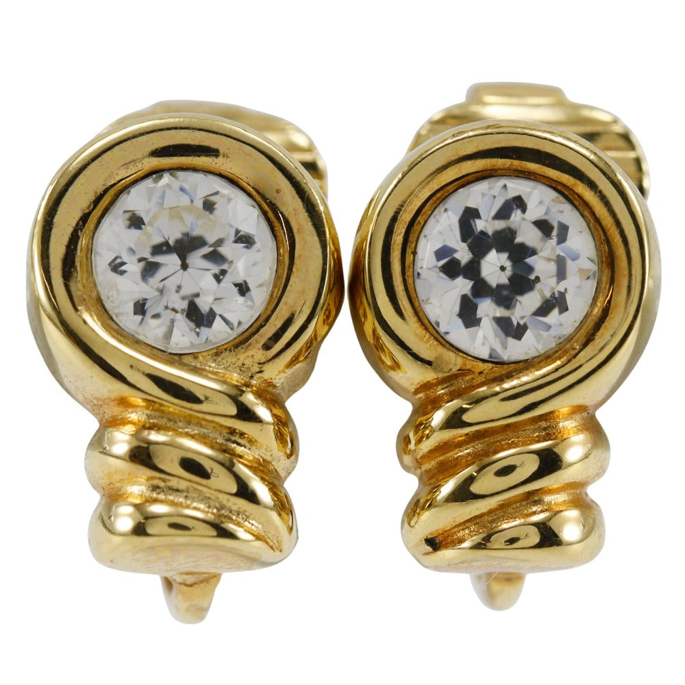 Dior Vintage Gold Plated Rhinestone Earrings