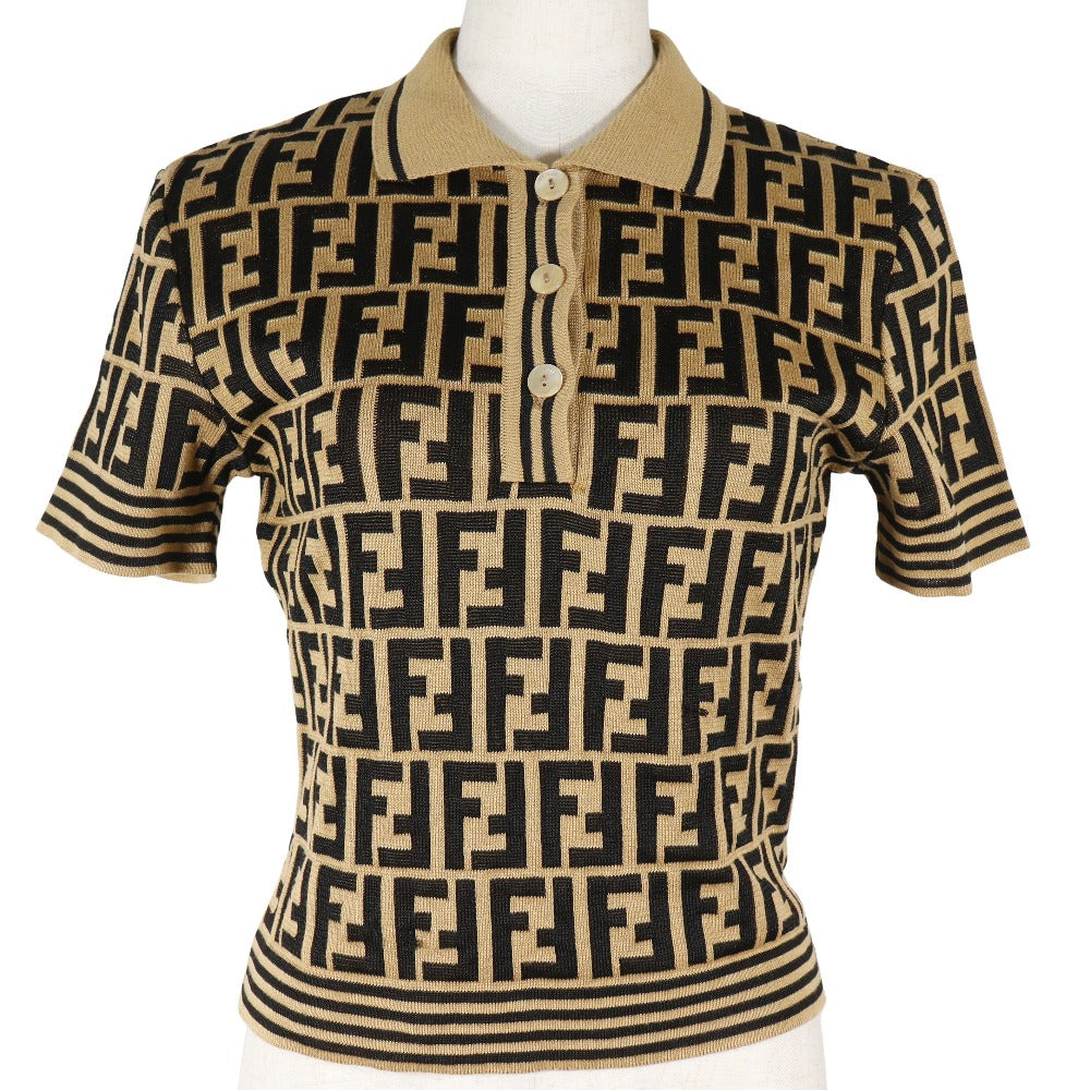 Fendi Zucca Cotton Knit Polo Shirt