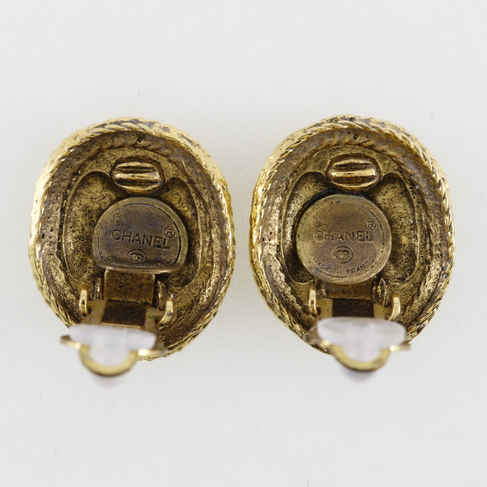 Chanel Coco Mark Vintage Earrings Gold Plated