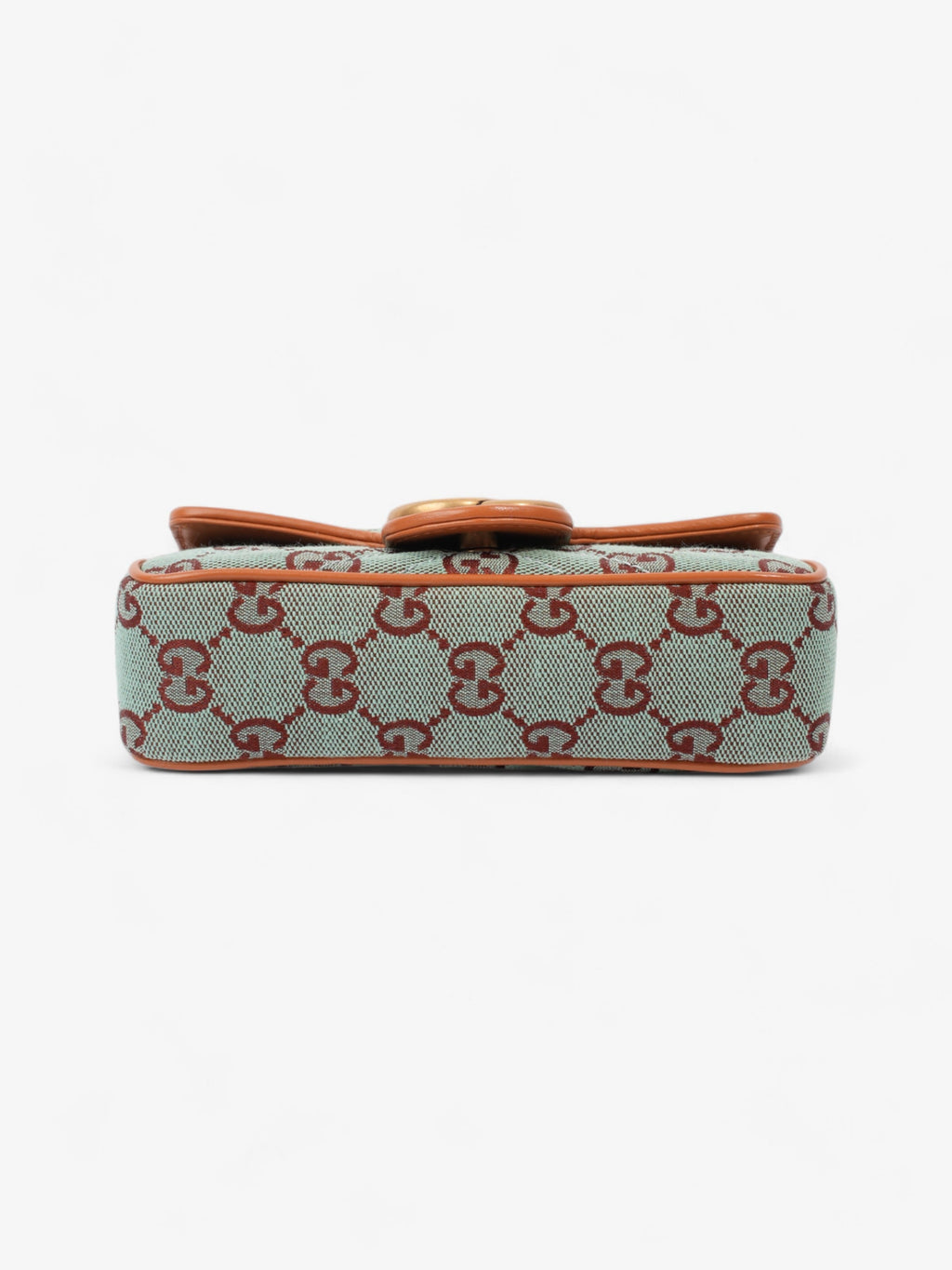 Gucci GG Shoulder Bag Pale Blue / Brown Canvas Super Mini