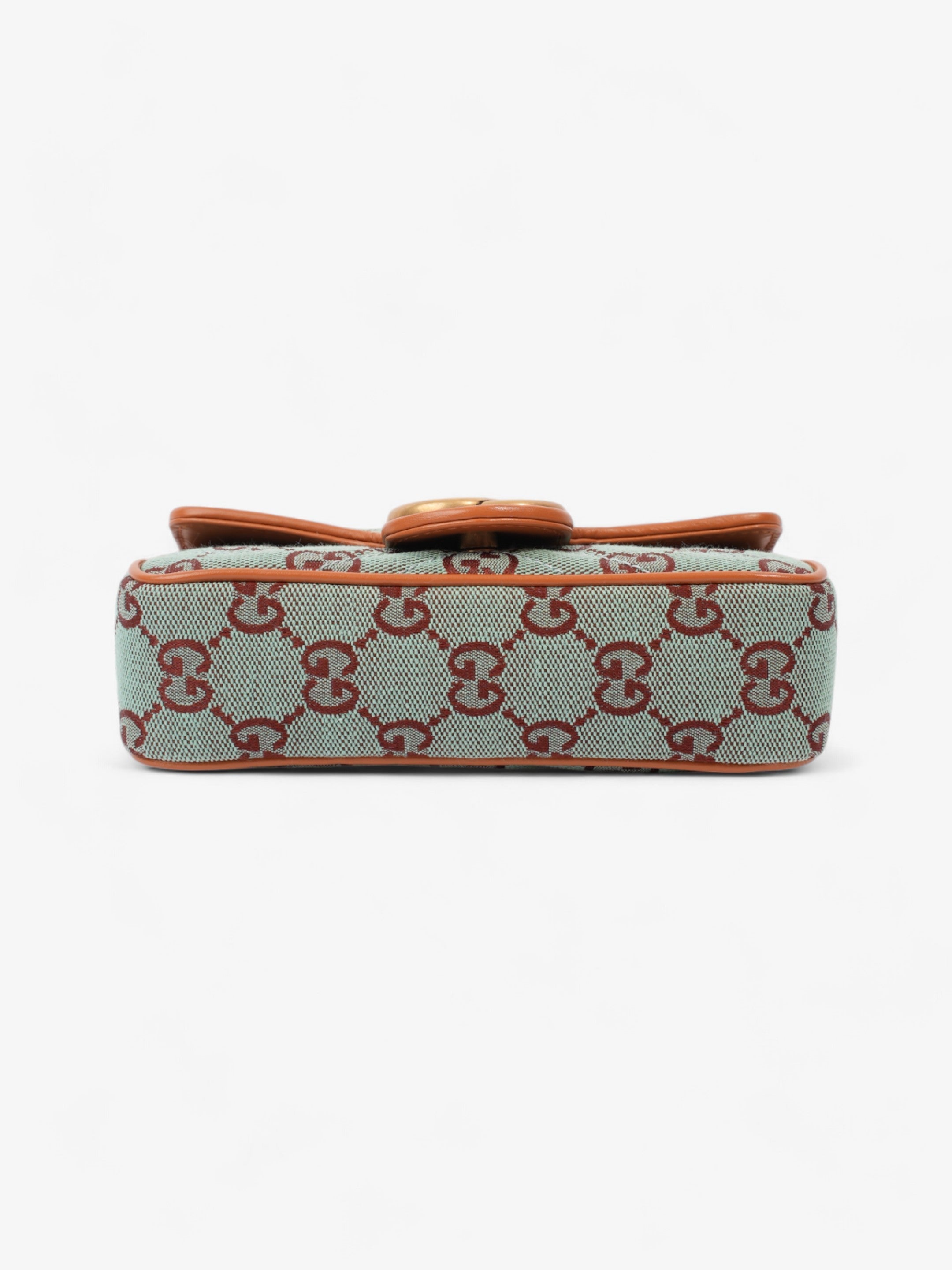 Gucci GG Shoulder Bag Pale Blue / Brown Canvas Super Mini