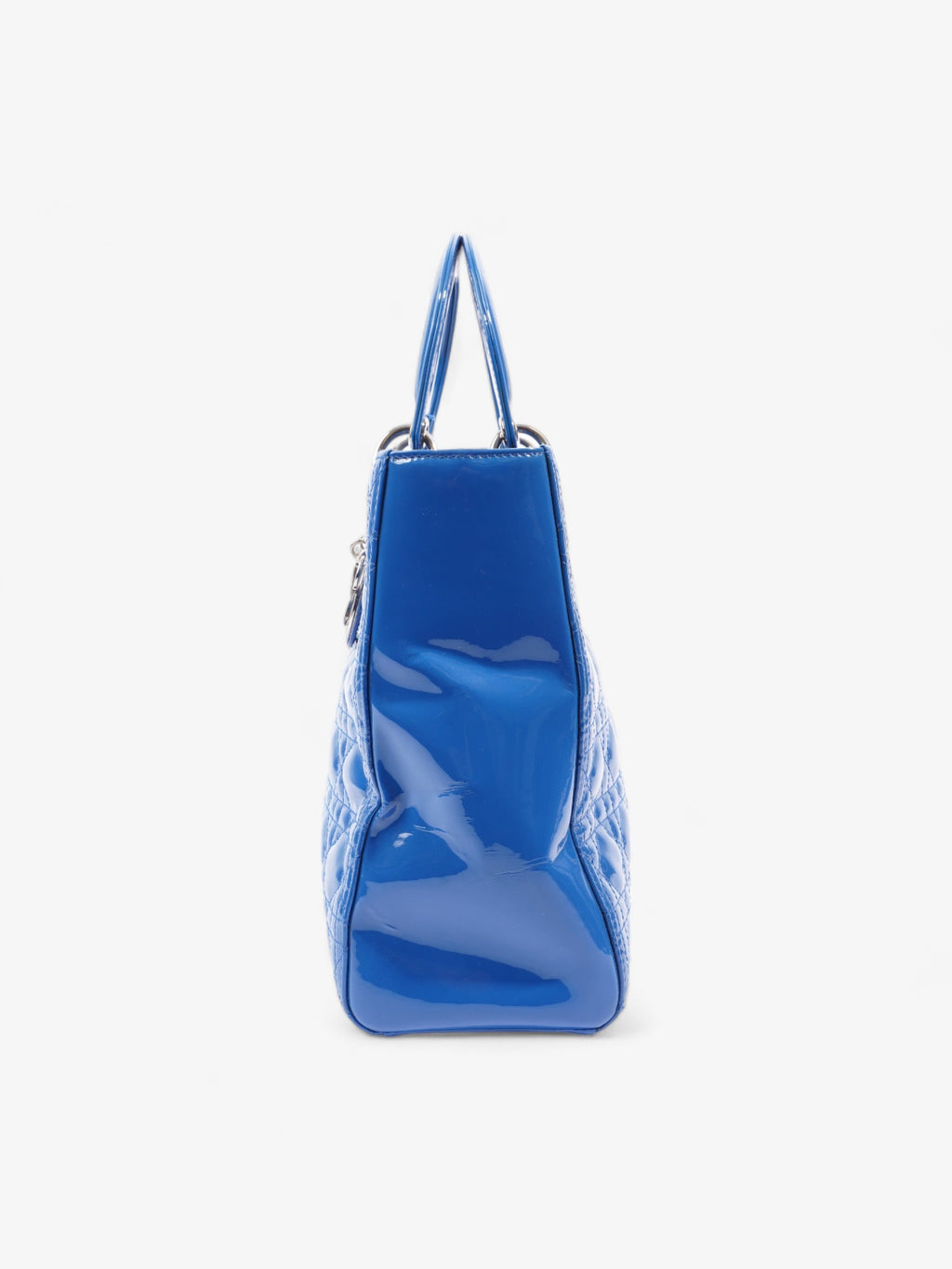 Christian Dior Lady Dior Blue Patent Leather Large