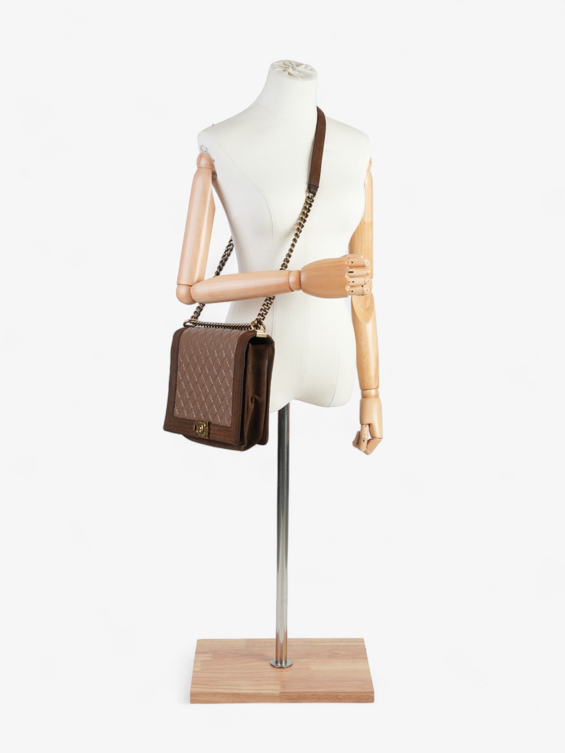 Chanel Boy  Brown  Suede Large